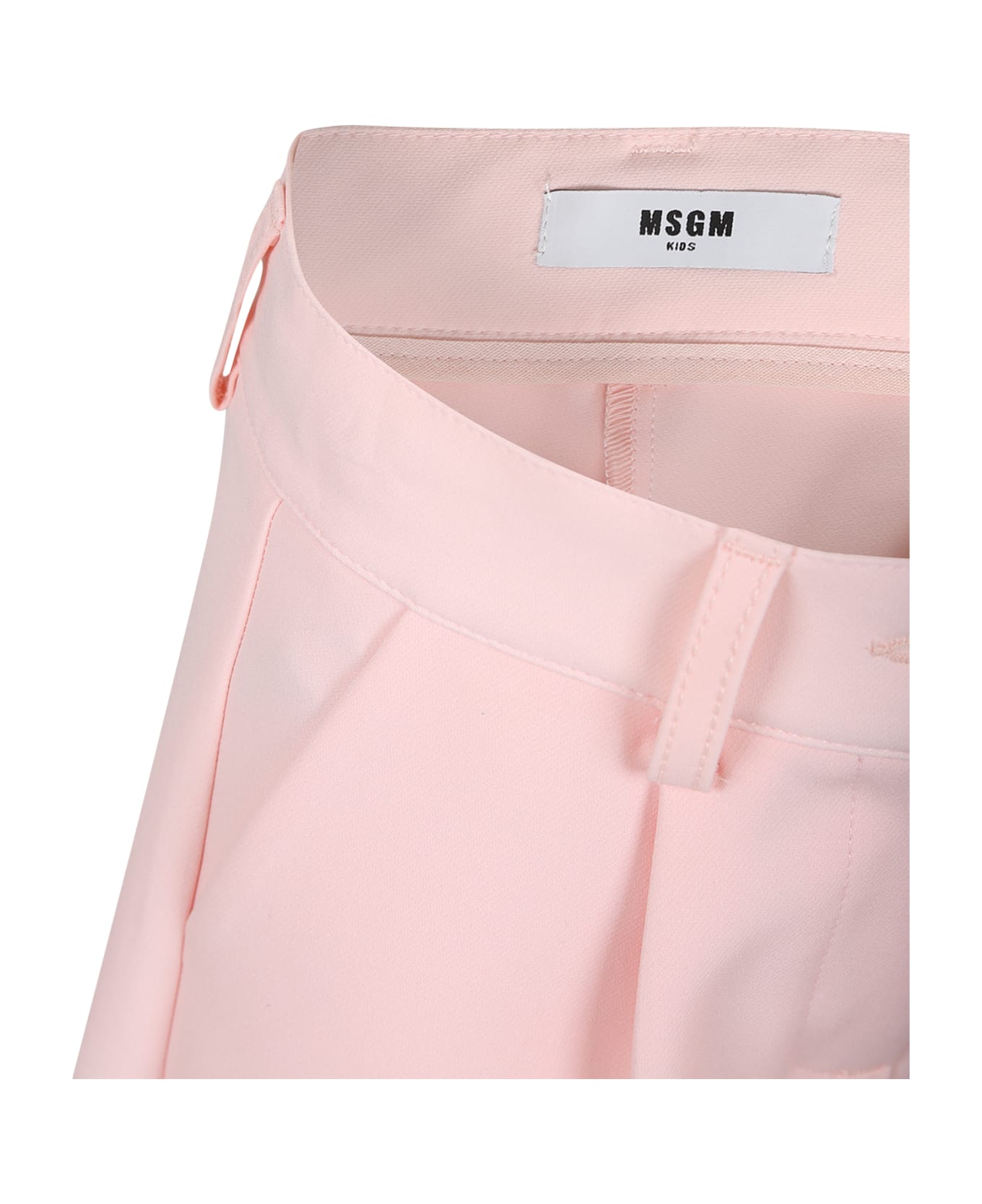 MSGM Pink Trousers For Girl With Logo - Pink