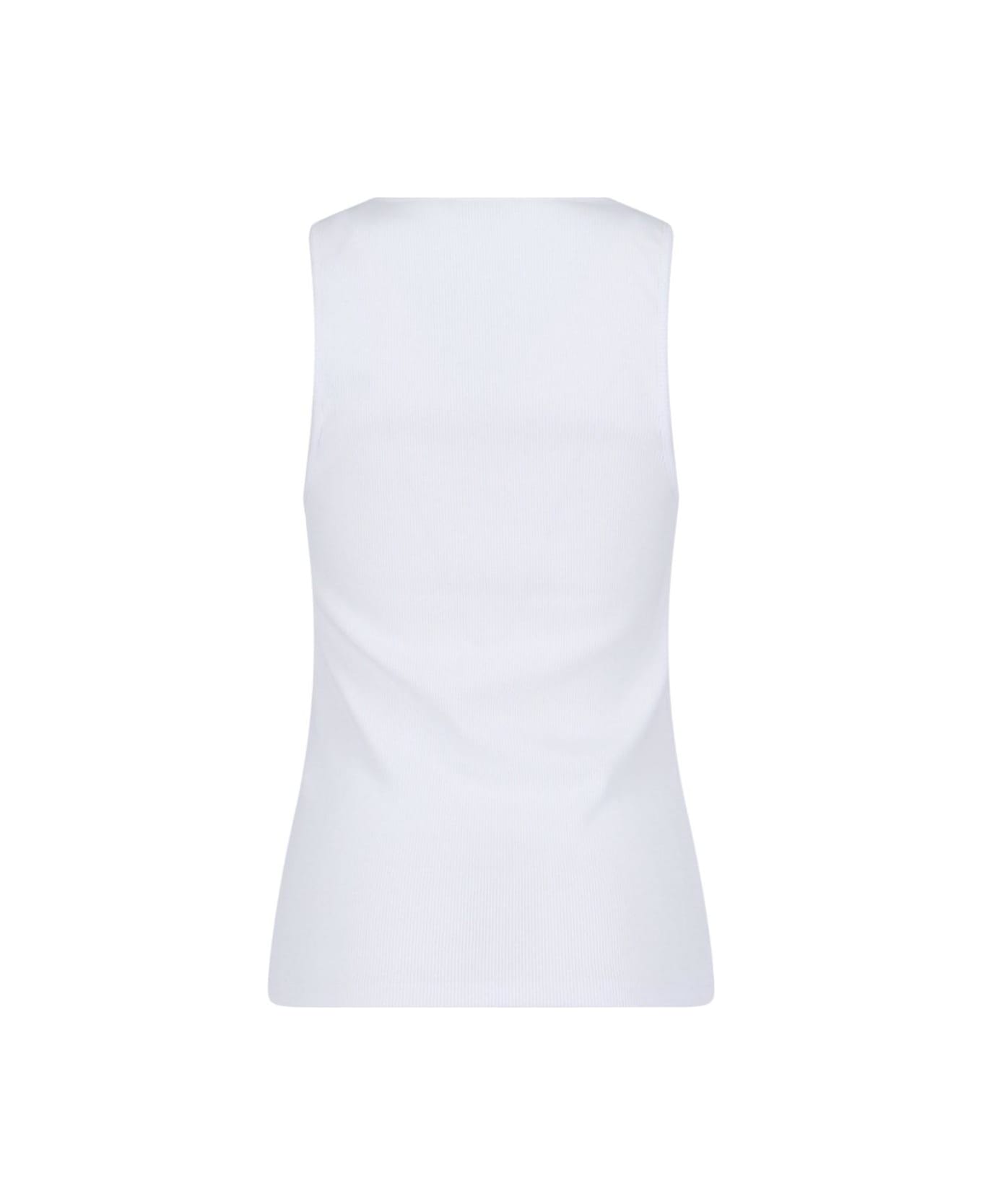 J.W. Anderson Logo Embroidered Ribbed Tank Top - White