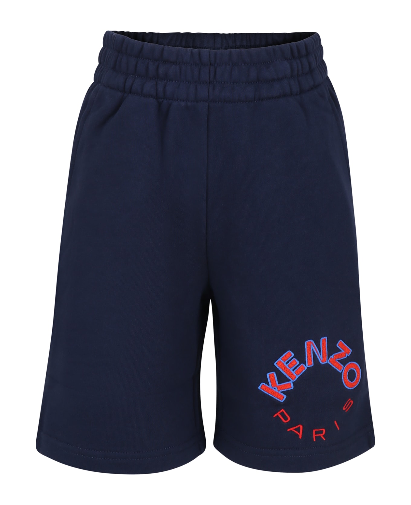 Kenzo Kids Blue Shorts For Boy With Logo - Blue