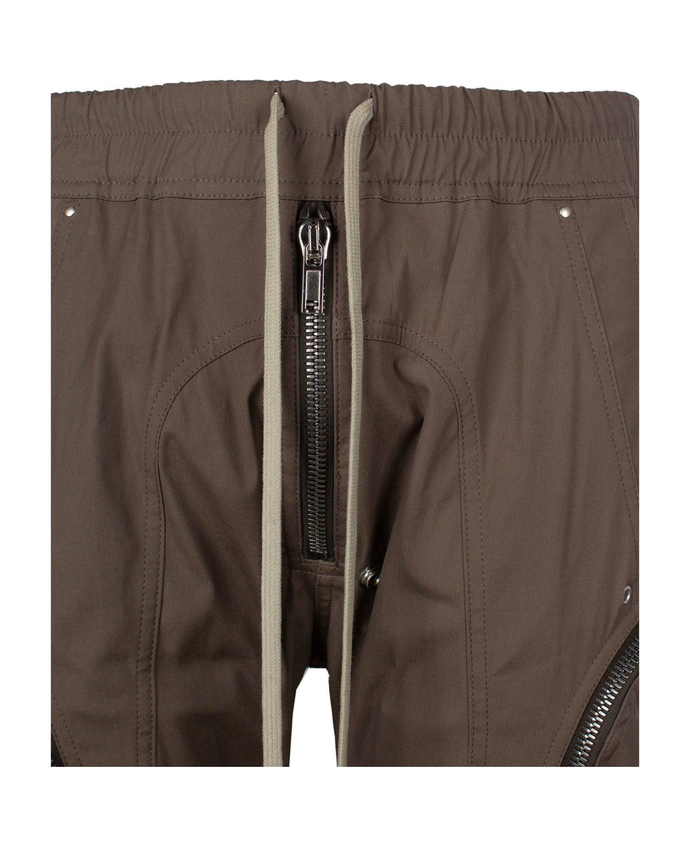 Rick Owens Zip Detailed Drawstring Trousers - BROWN