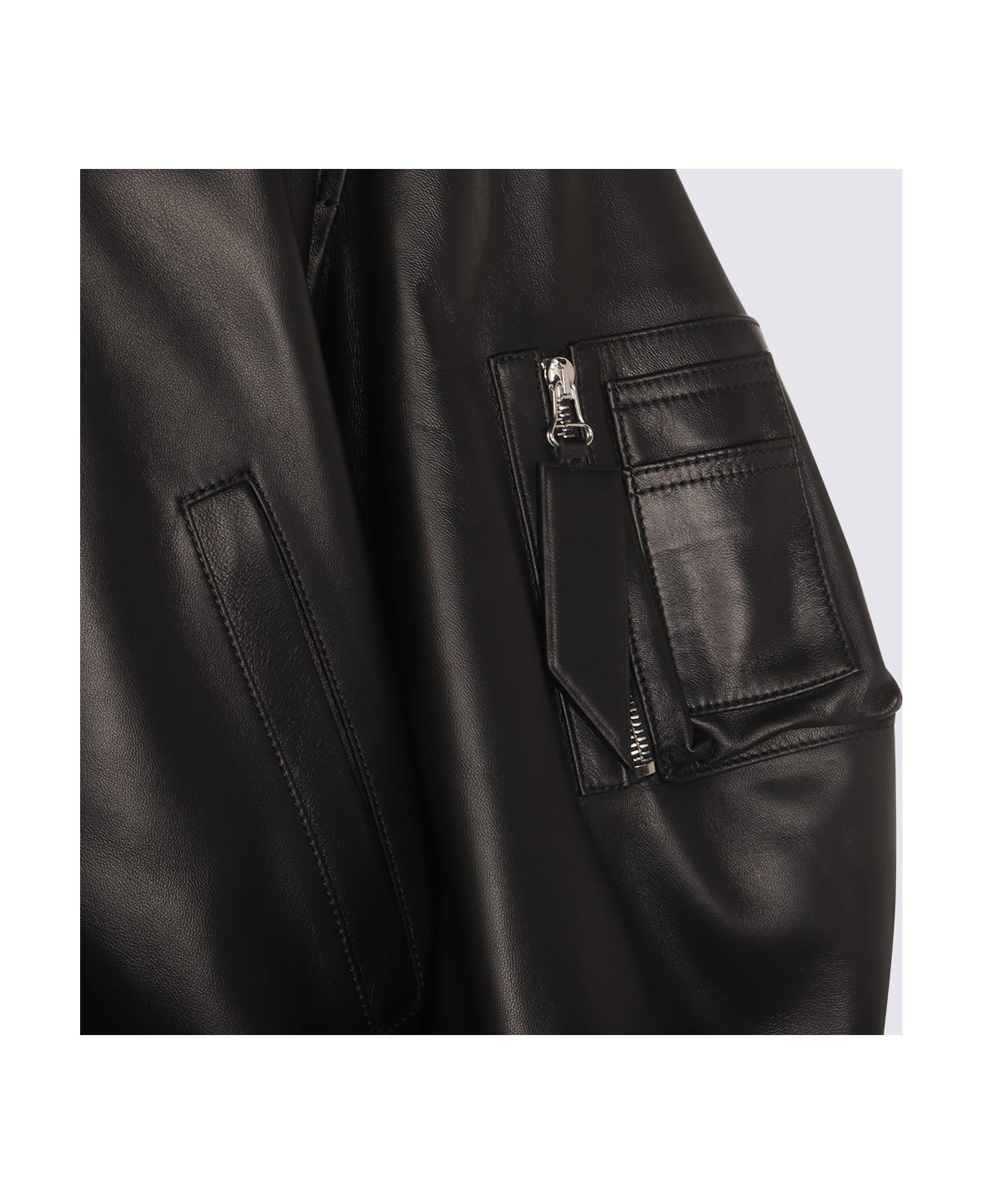 The Attico Black Leather Jacket - Black