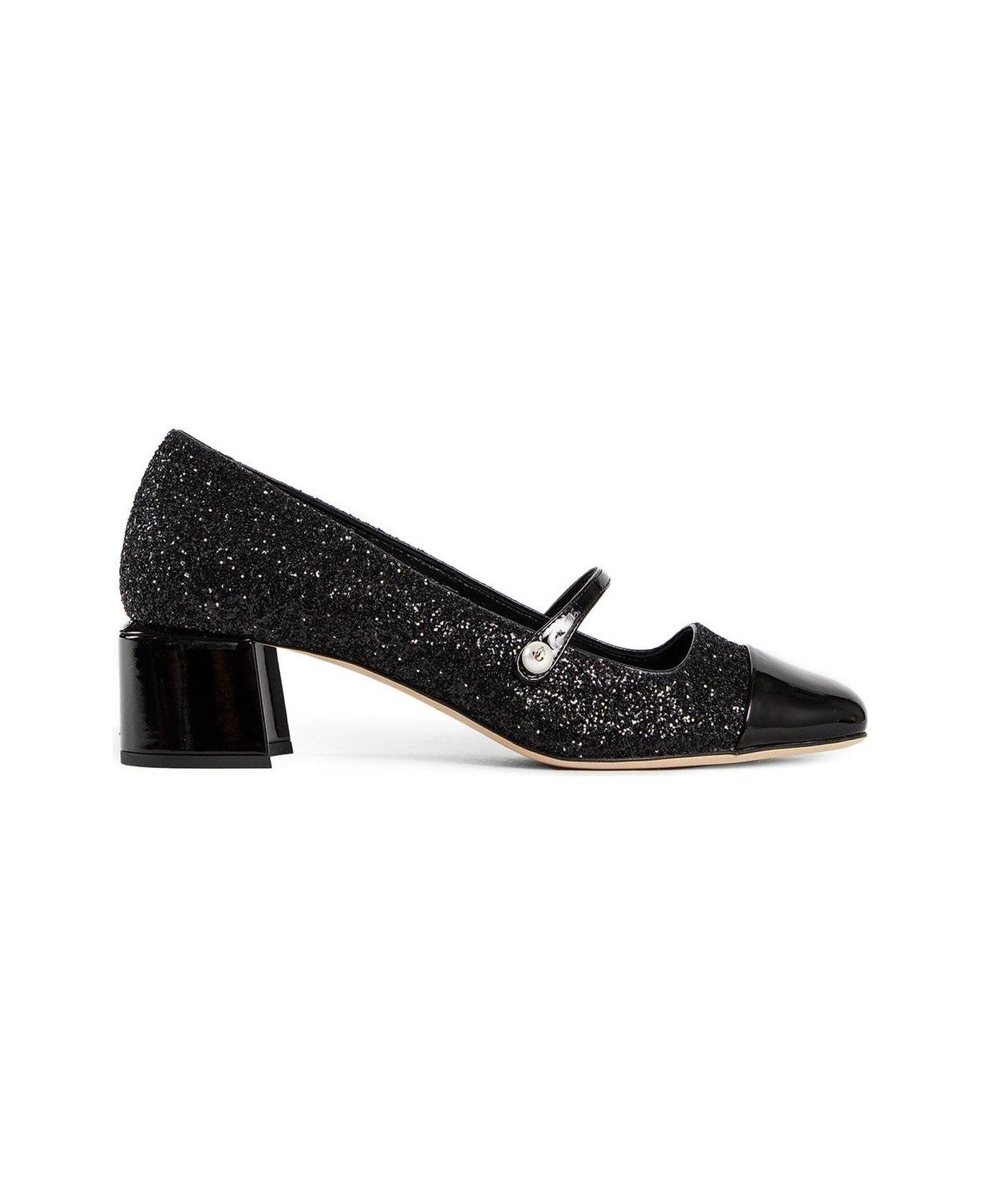 Jimmy Choo Elisa 45 Glitter Pumps - Black