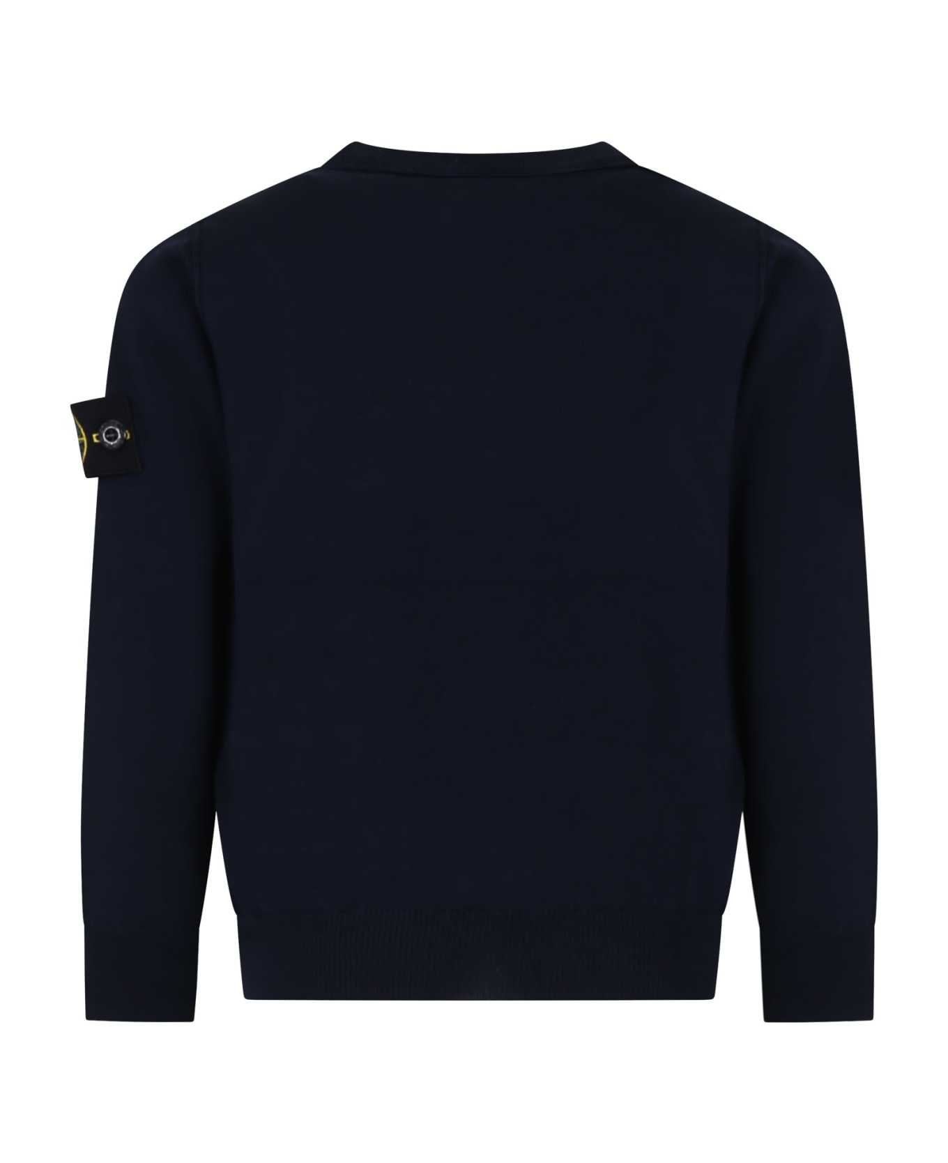 Stone Island Junior Blue Sweater For Baby Boy With Compass - Navy blue ニットウェア＆スウェットシャツ