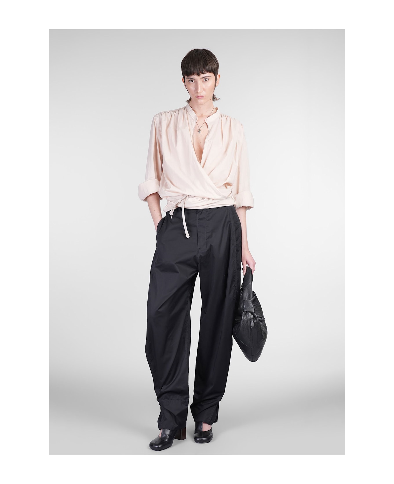 Lemaire Pants In Black Cotton - black
