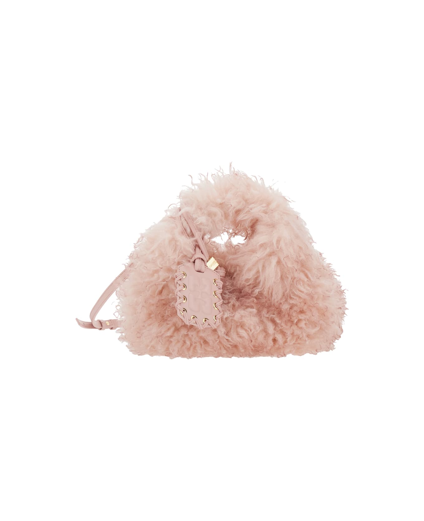 Ganni Pink Handbag With Adjustable And Removable Shoulder Strap And Top Zip Closure In Ecofur Woman - Pink