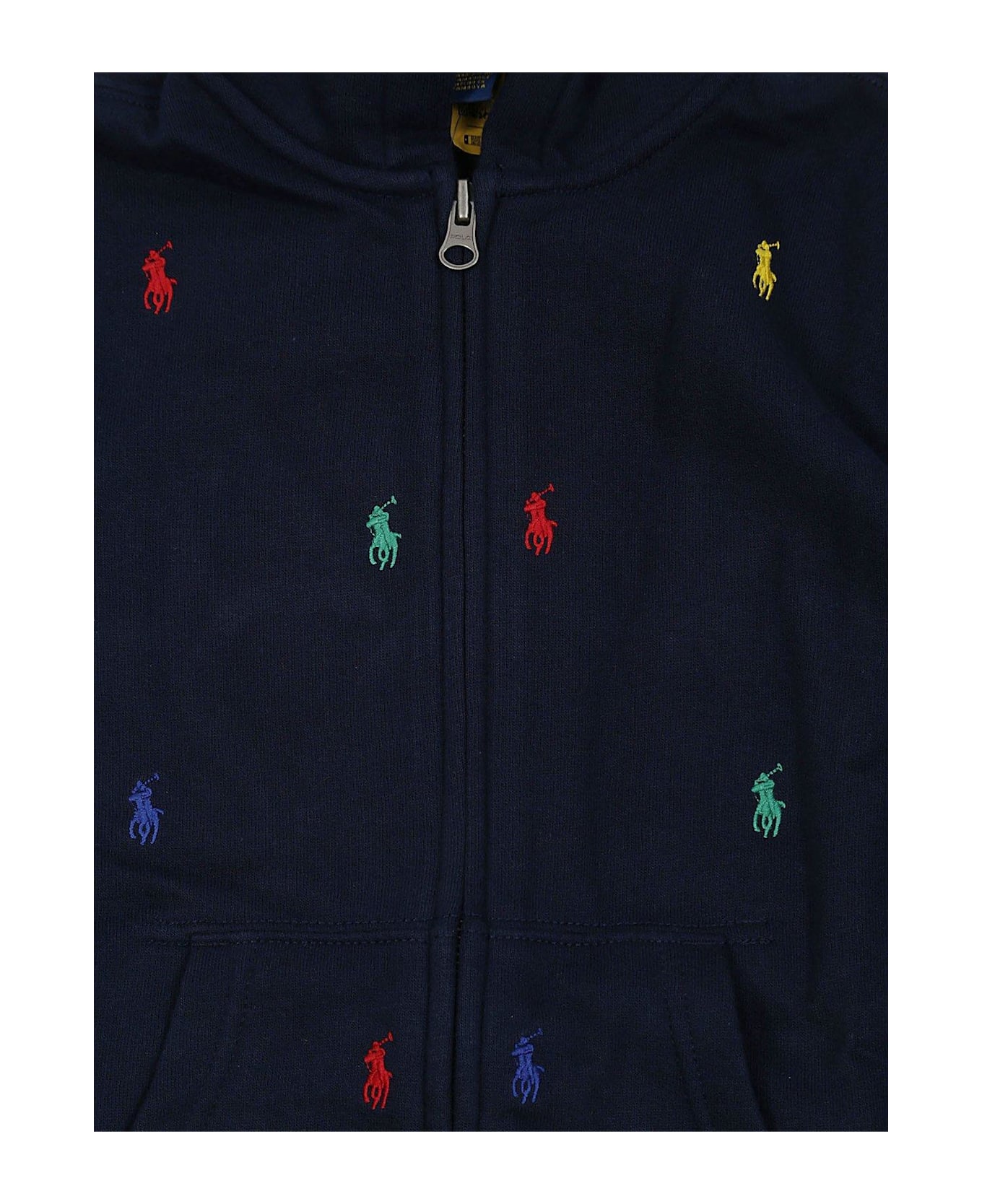Ralph Lauren Logo-embroidered Zip-up Hoodie - Blu