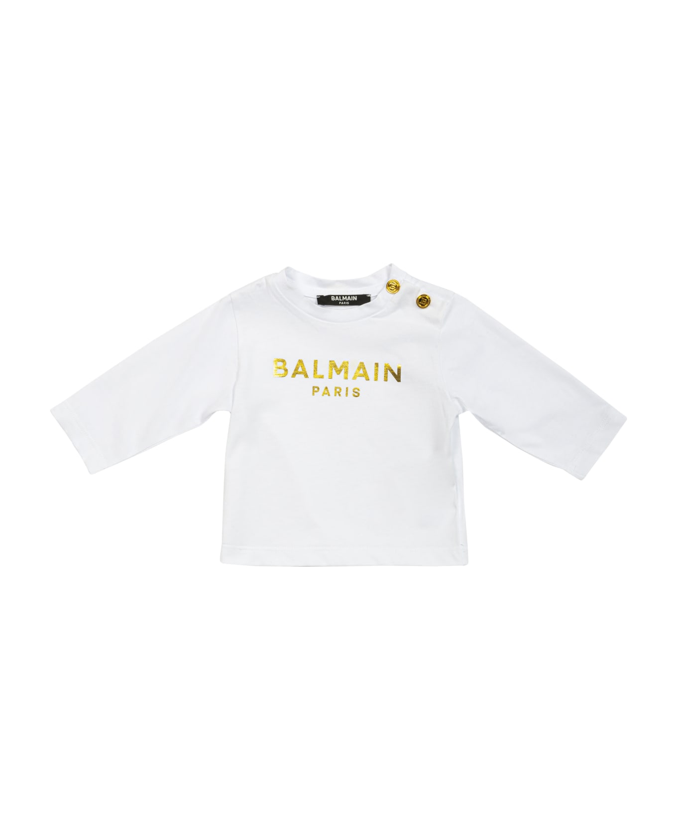 Balmain T-shirt With Logo - Bianco-oro