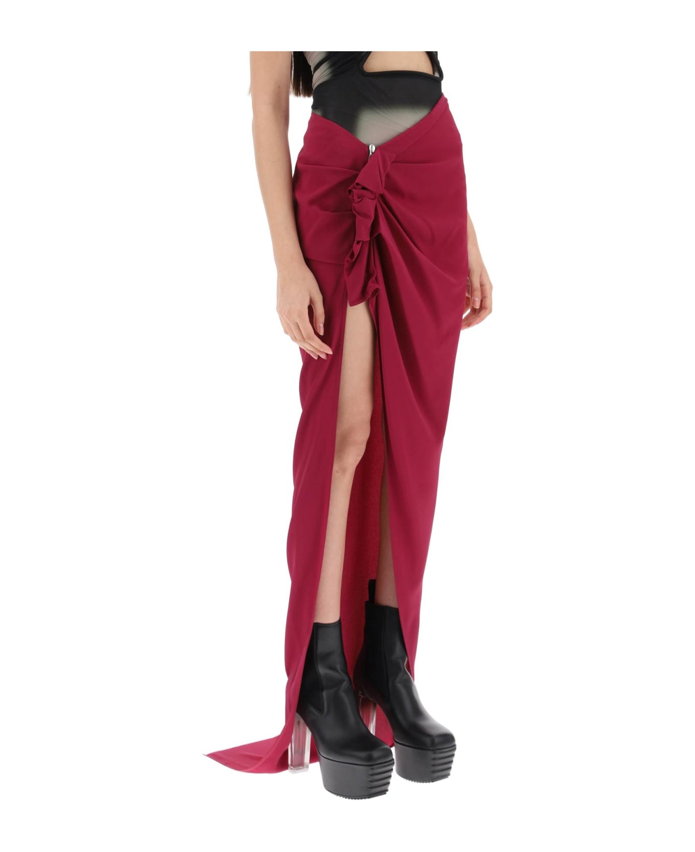 Rick Owens Draped Skirt With Slit And Train - FUXIA (Purple)