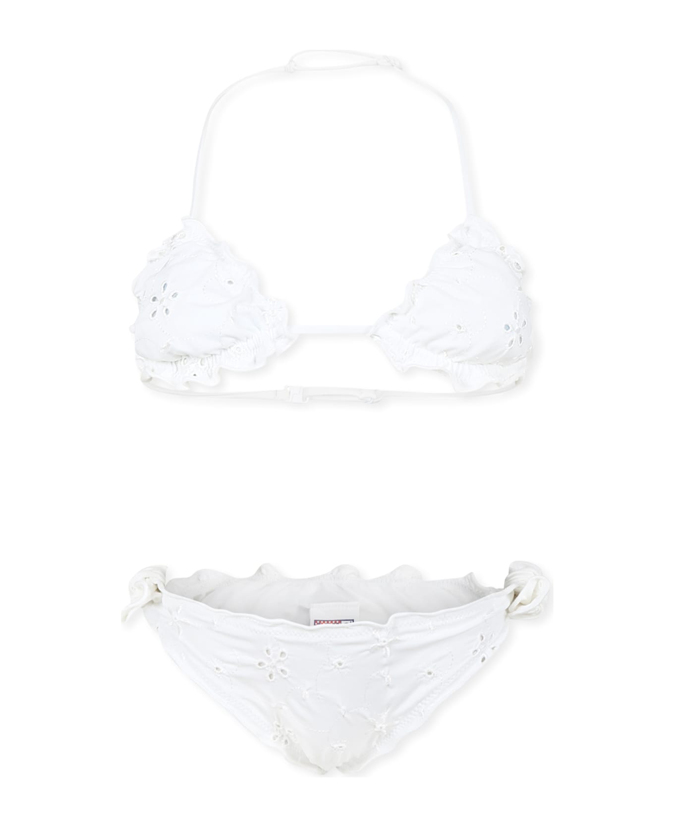 MC2 Saint Barth White Bikini For Girl With Flowers - White
