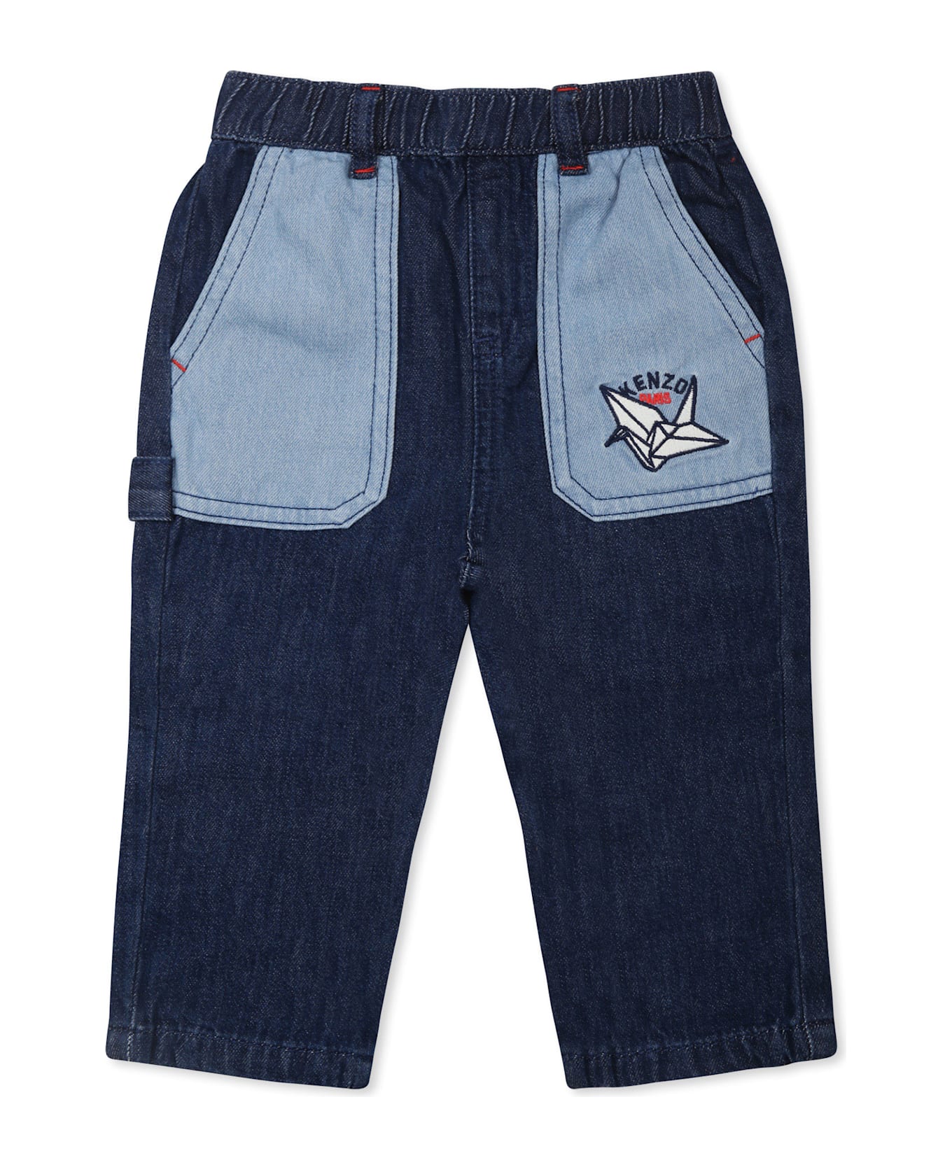 Kenzo Kids Denim Jeans For Baby Boy With Logo - Denim