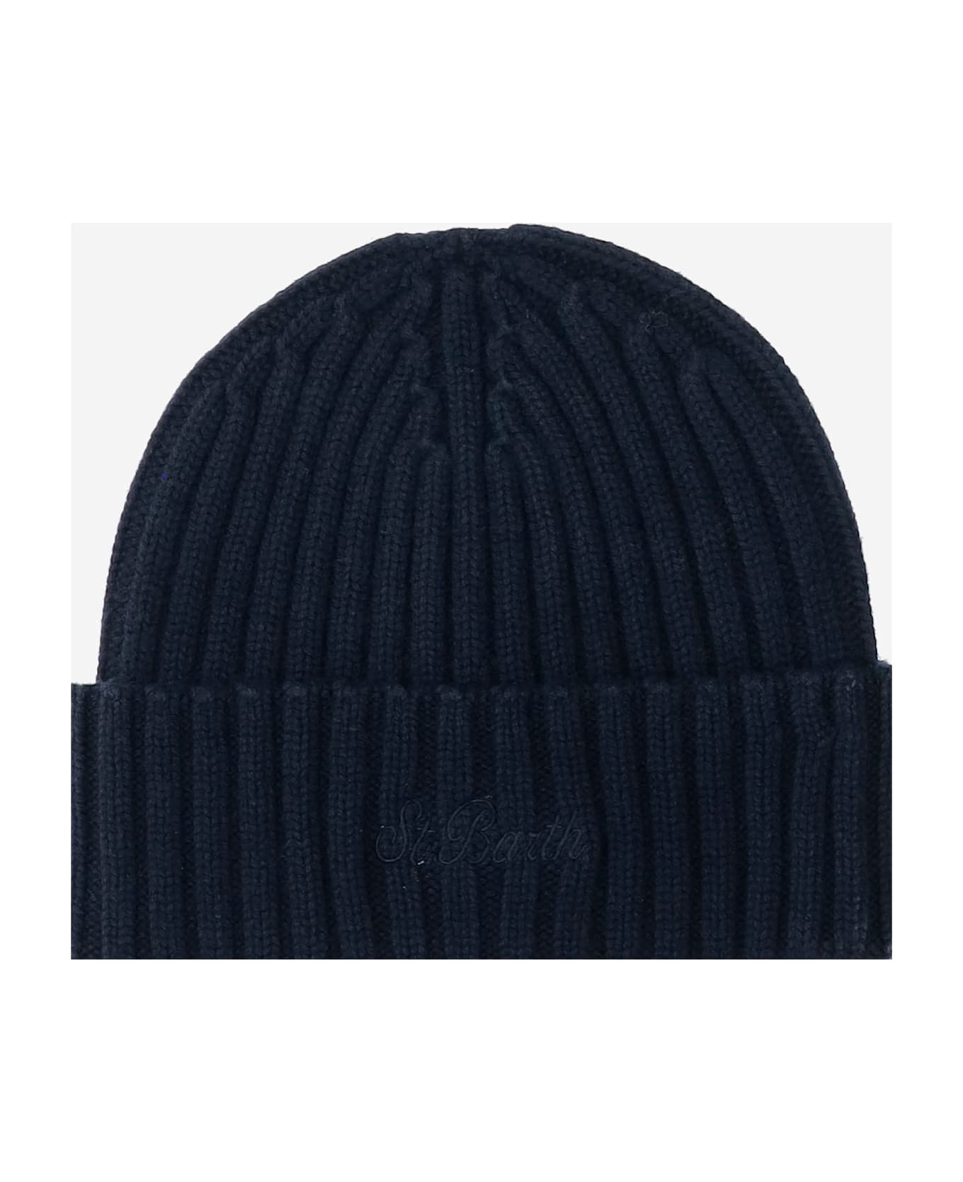 MC2 Saint Barth Wool Blend Beanie With Logo - Blue
