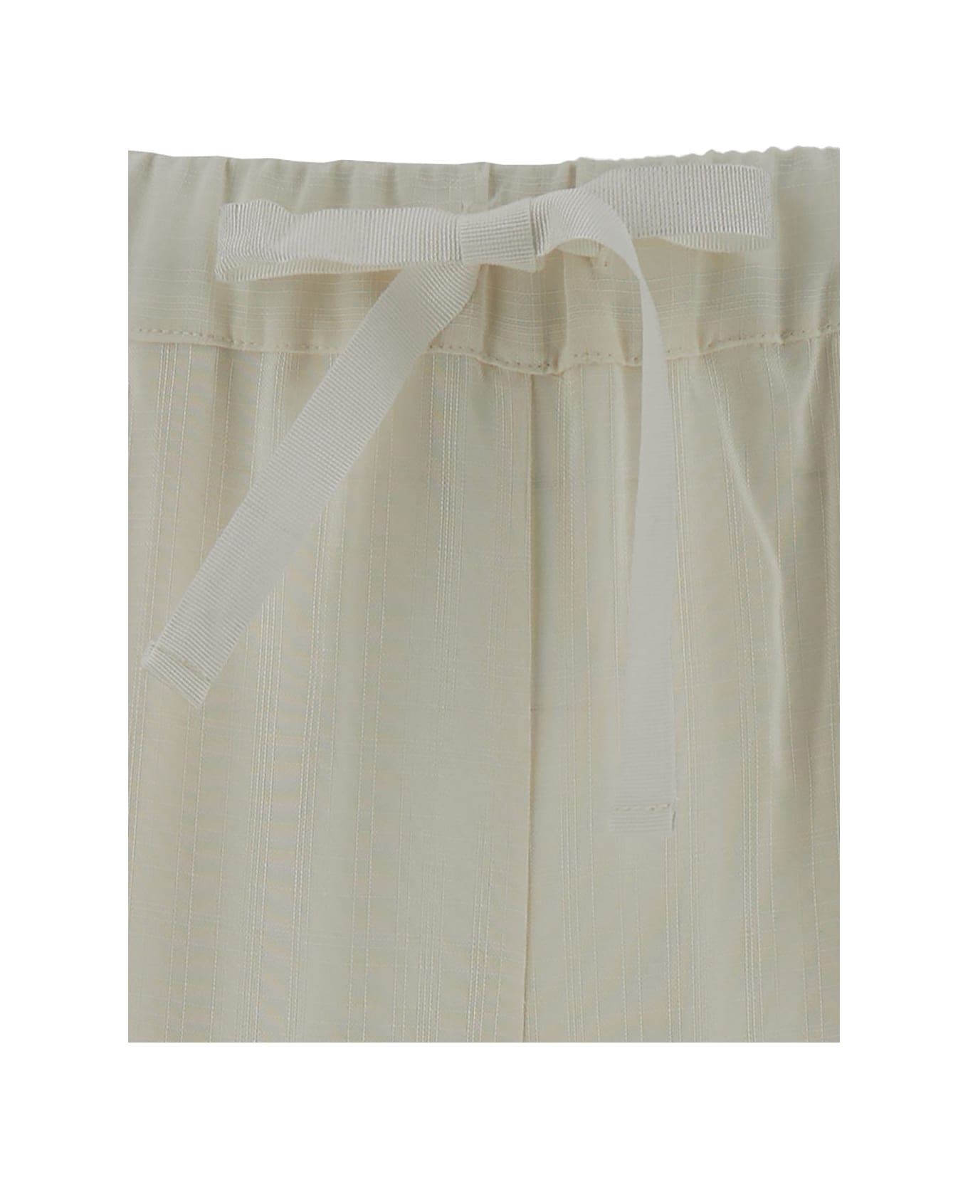 SEMICOUTURE Off-white Pants With Drawstring In Viscose Woman - White ボトムス