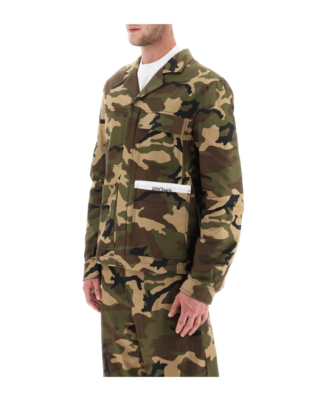 Palm Angels Camouflage Jacket With Pockets - MILITARY OFF WHITE (Beige)