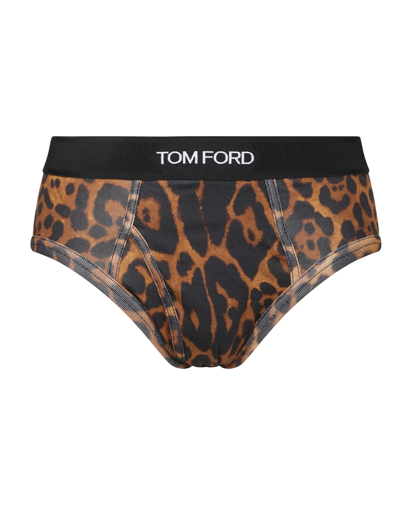 Tom Ford Brown Leopard Print Stretch Briefs - Multi