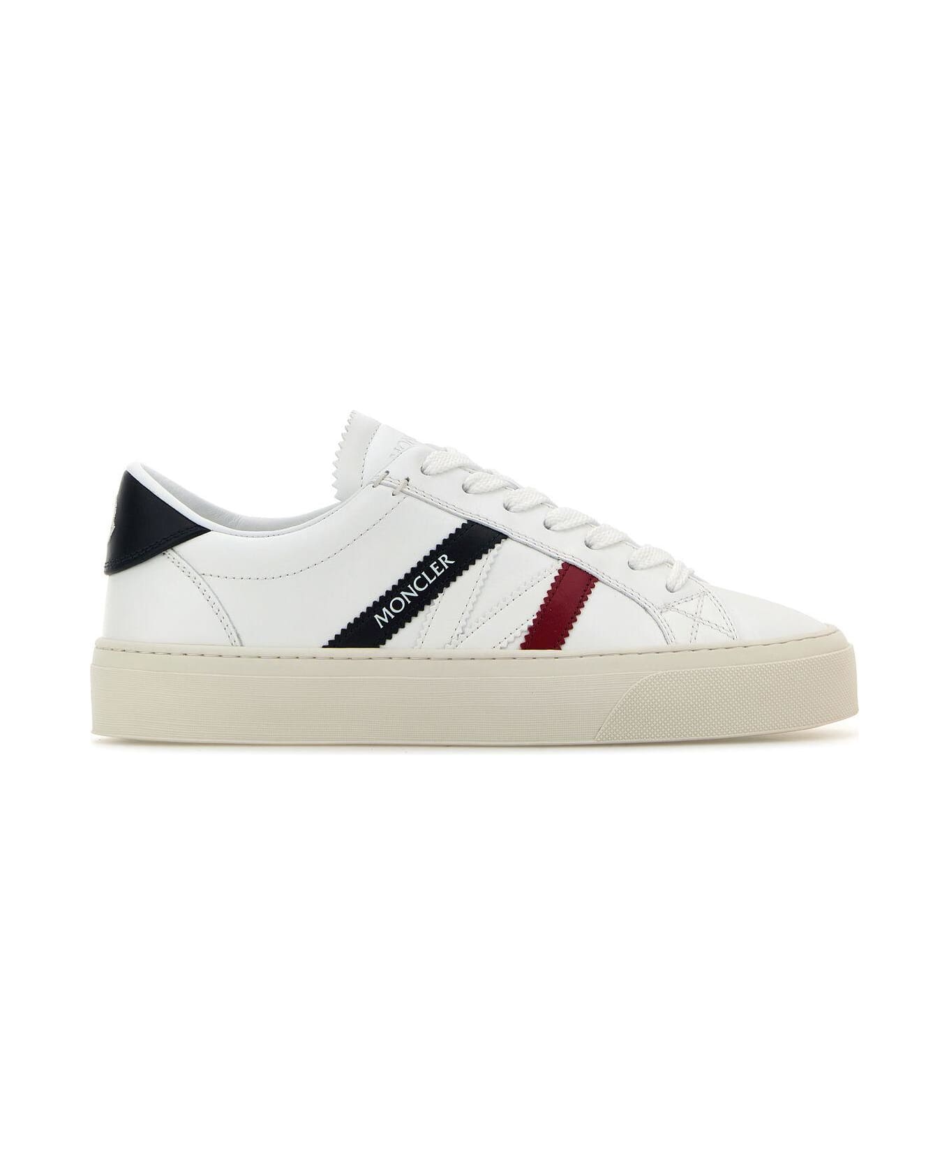 Moncler White Leather Monaco 2 Sneakers - 1