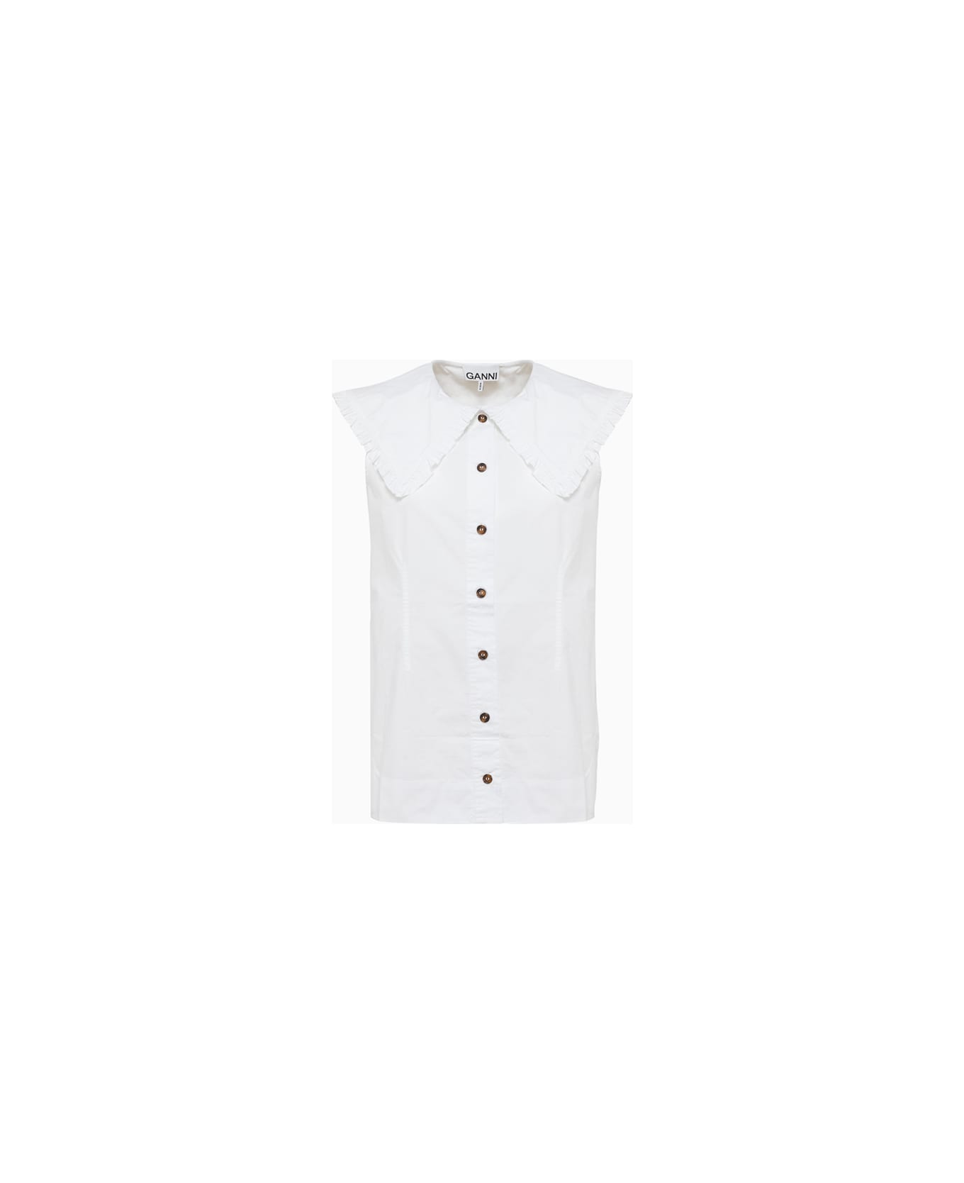 Ganni Sleeveless Shirt - White