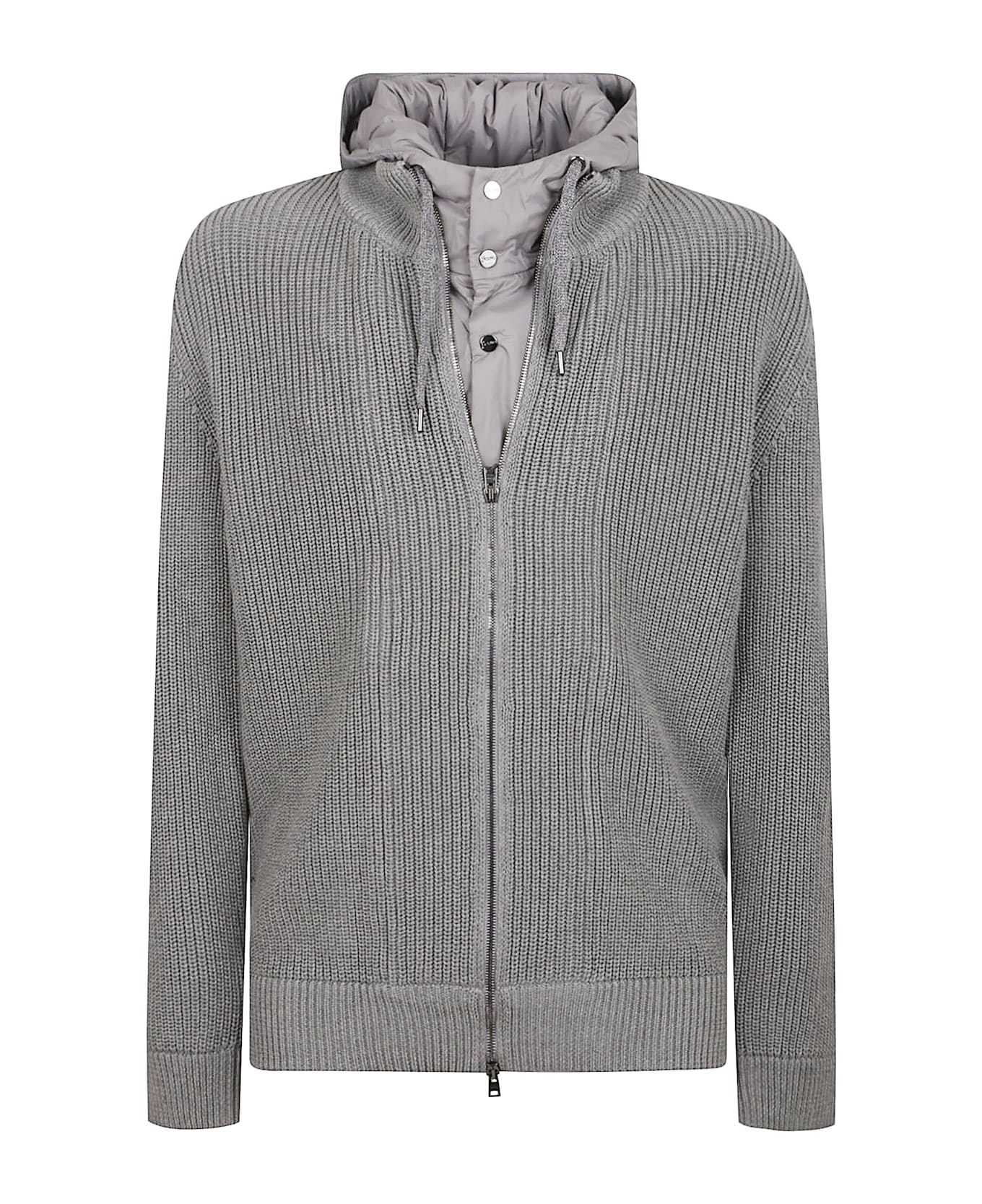 Herno Giacca In Maglia Pettorina Nylon - Grigio Medio