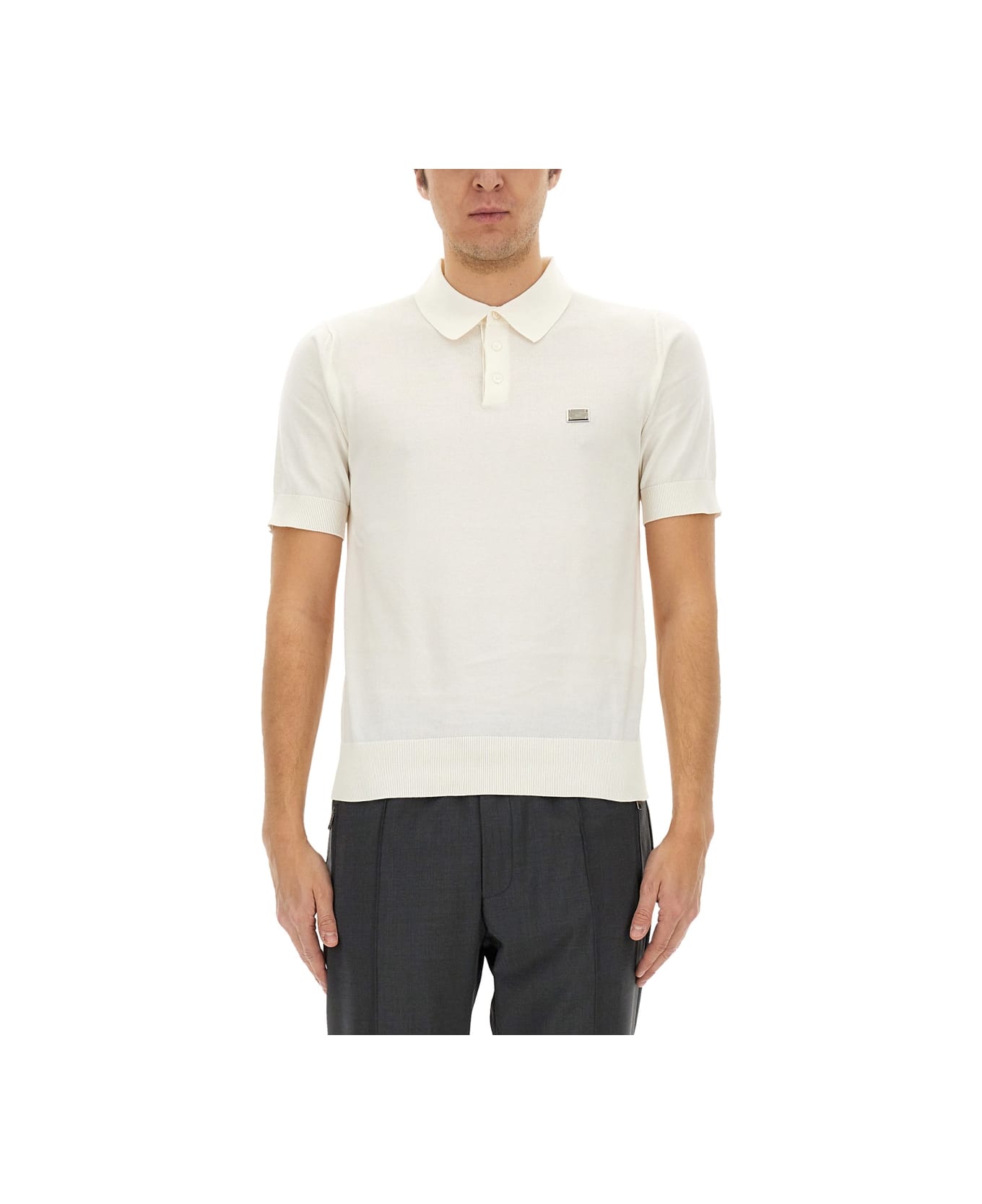 Dolce & Gabbana Polo With Logo - Bianco