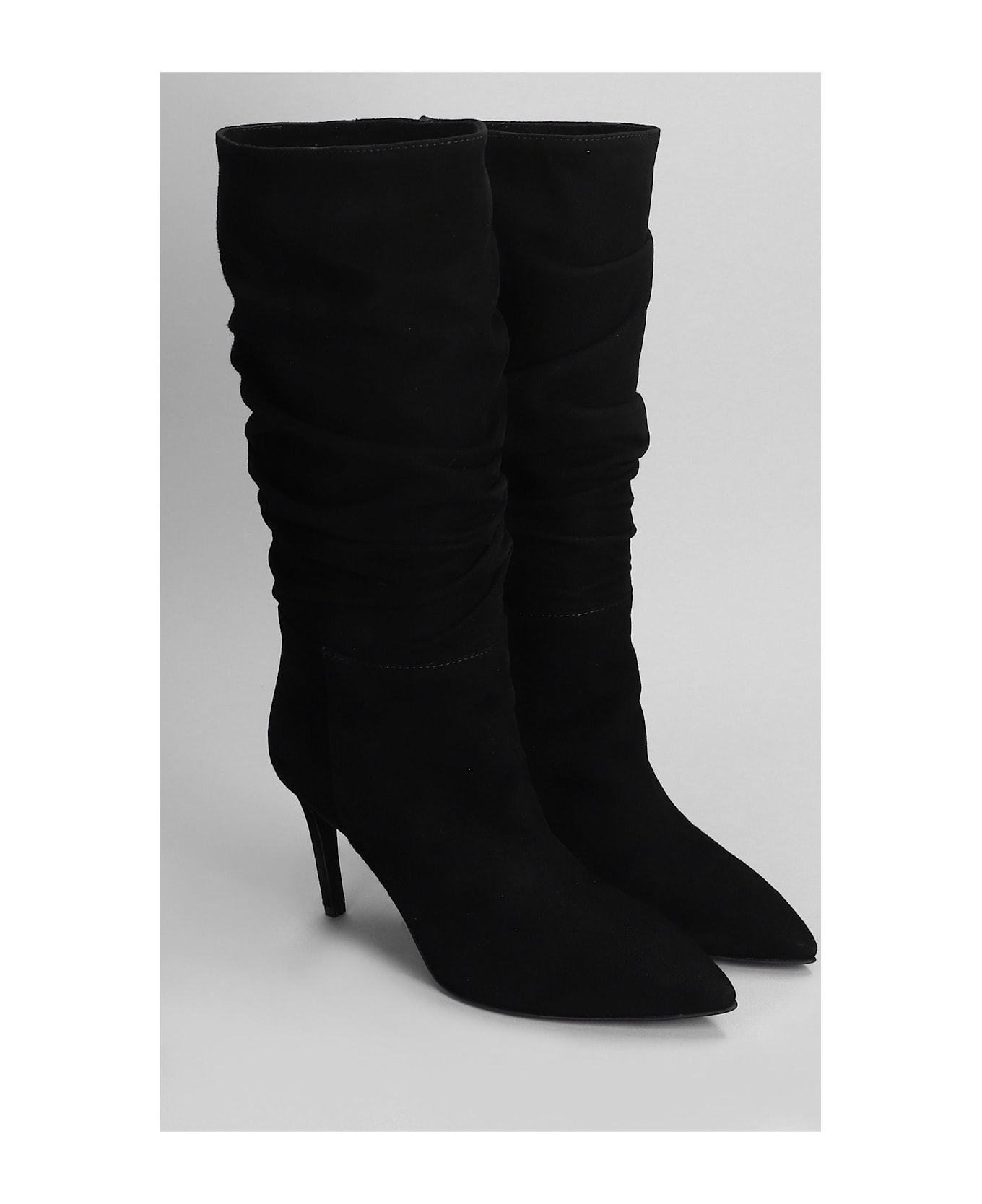 Via Roma 15 High Heels Boots In Black Suede - black