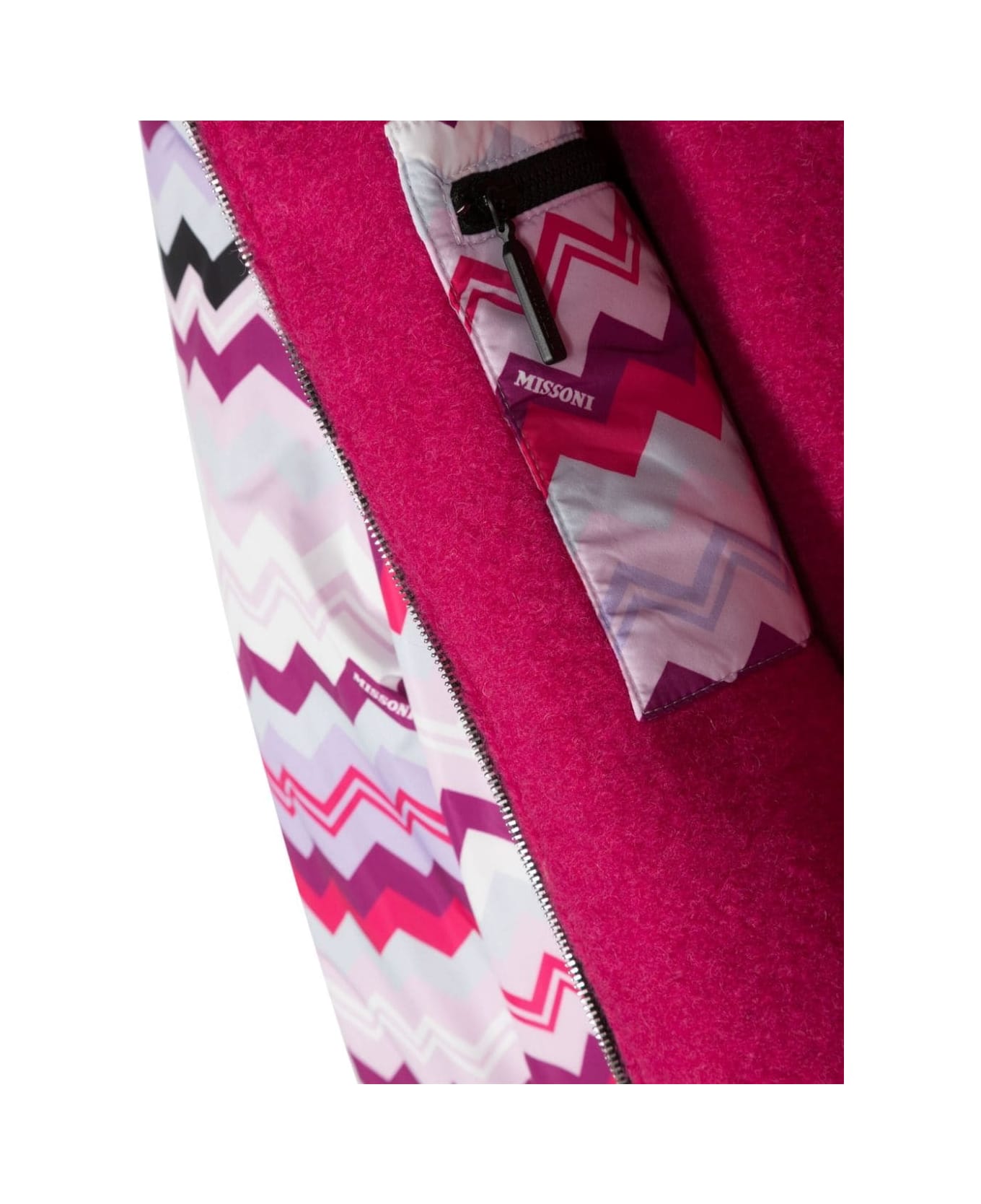 Missoni Kids Pink And Fuchsia Reversible Jacket With Chevron Pattern - MULTICOLOR