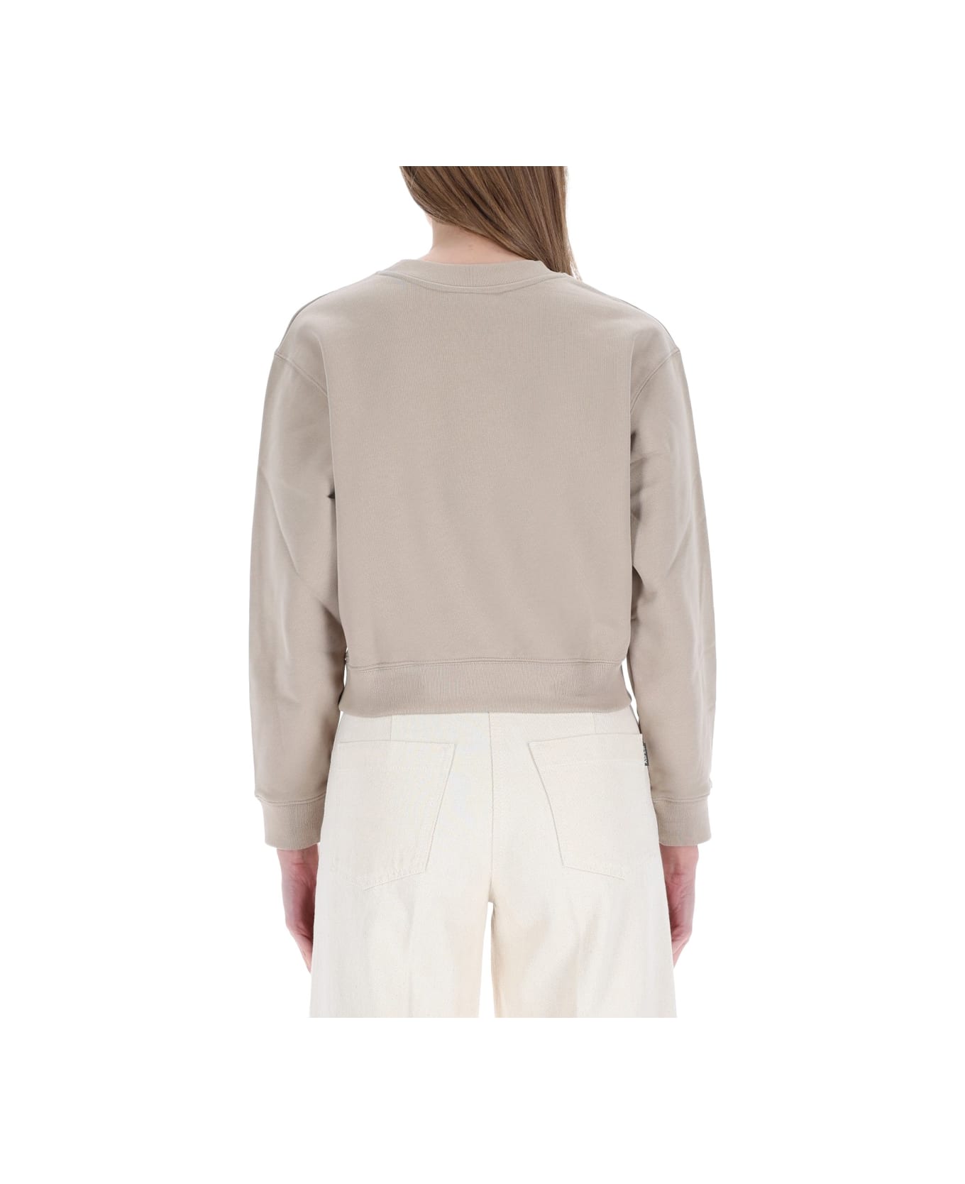 Maison Kitsuné Cropped "fox" Sweatshirt - BEIGE