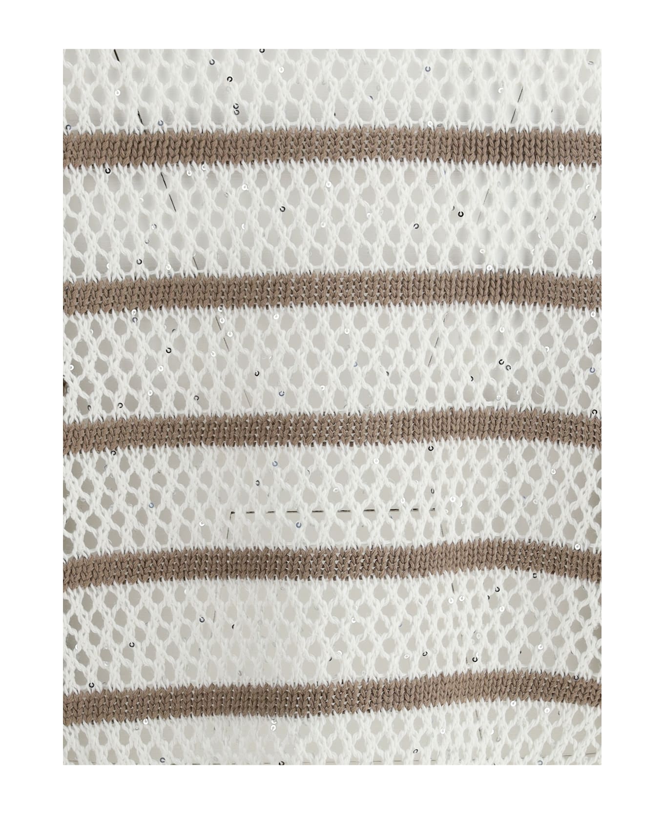 Brunello Cucinelli Sweater In Perforated Knit - Bianco+nutshell