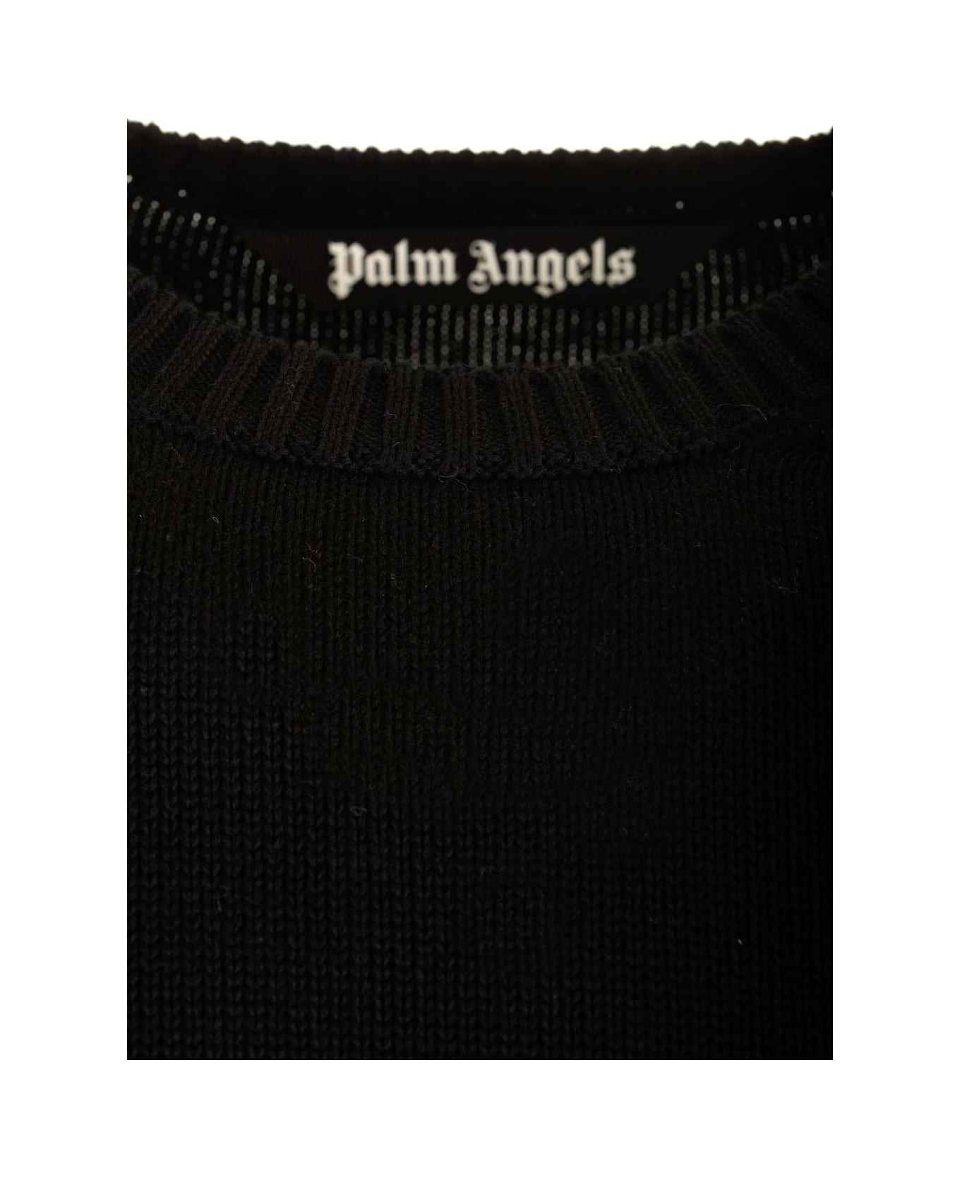 Palm Angels Logo Detailed Crewneck Jumper - black