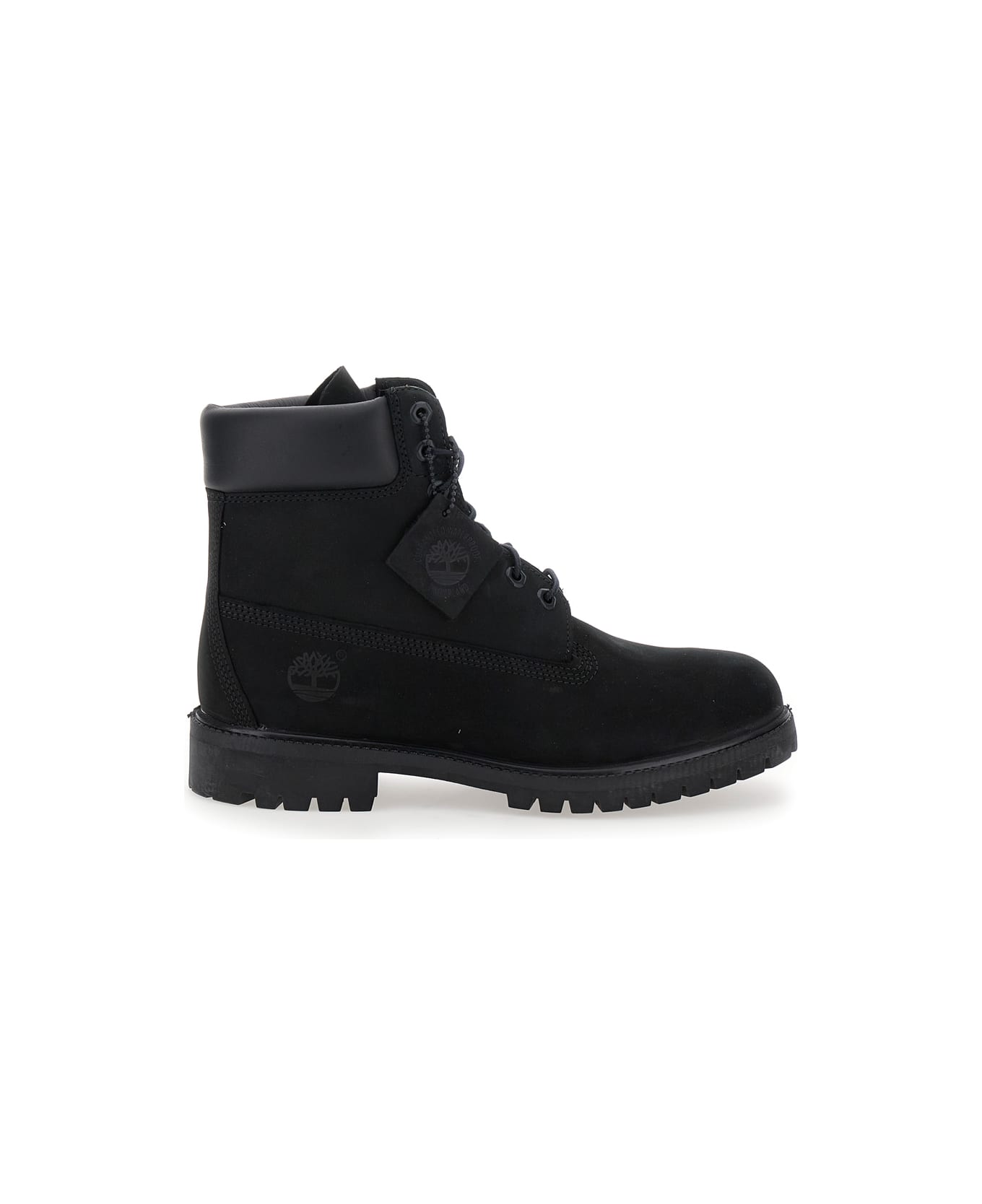 Timberland Brlack Water-proof Boots With Logo Plate In Leather Man - Black