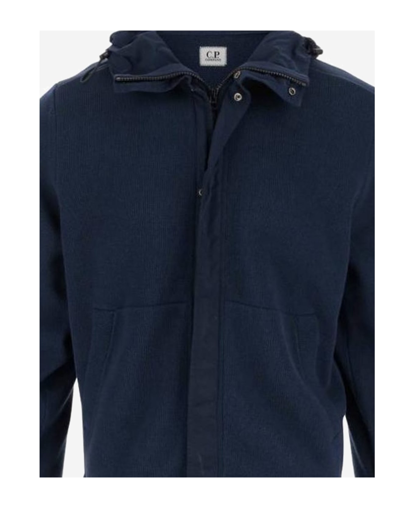 C.P. Company Cotton Sweatshirt With Logo - Blue ニットウェア