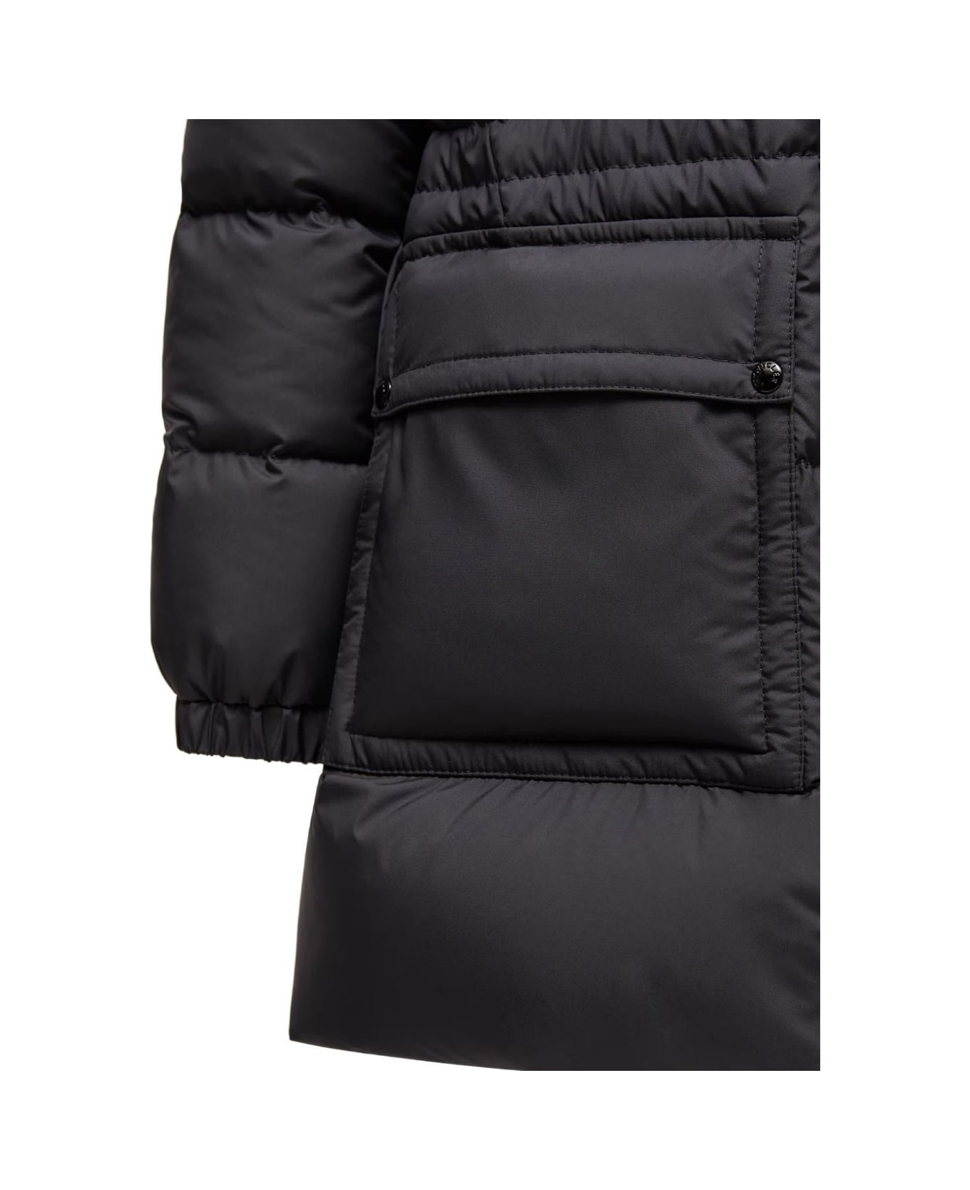 Moncler Black Padded Coat With Hood - Black