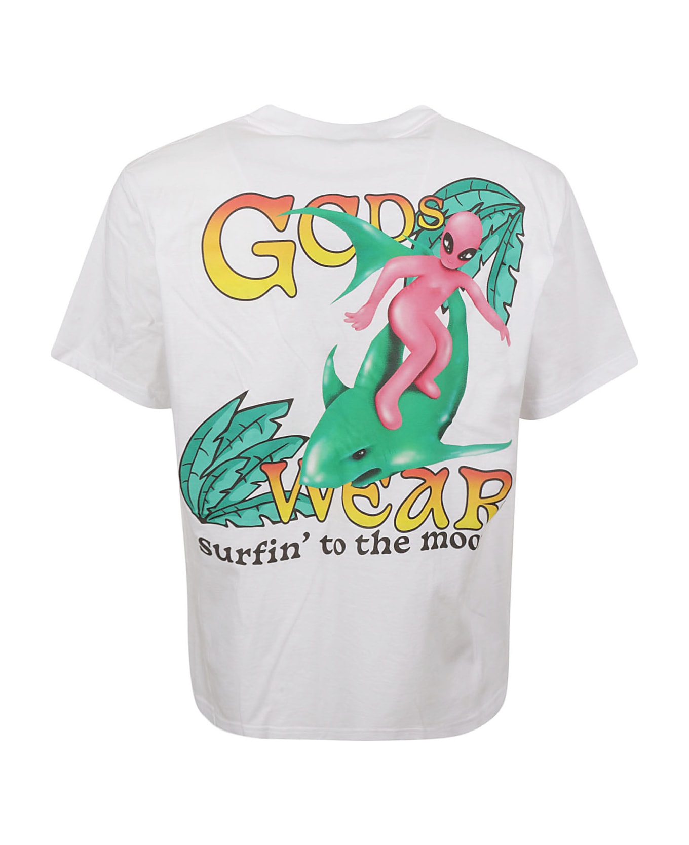 GCDS Surfin To The Moon Printed T-shirt - White