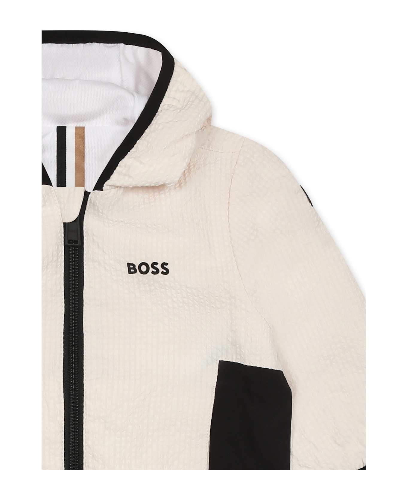 Hugo Boss Beige Windbreaker Jacket For Baby Boy With Logo - Beige