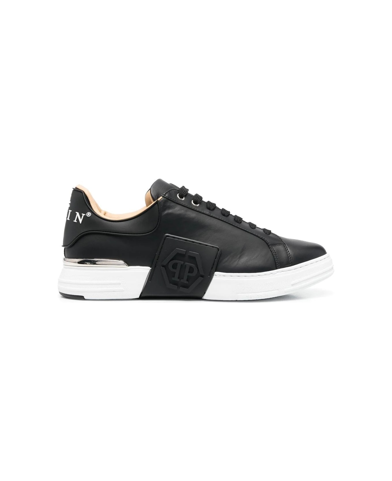 Philipp Plein Hexagon Sneakers In Black Leather - Black スニーカー