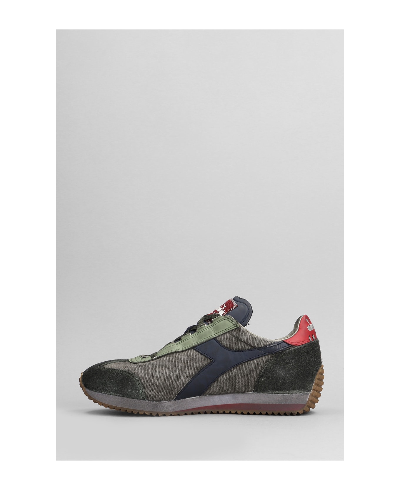 Diadora Equipe H Sneakers In Green Suede And Fabric - green