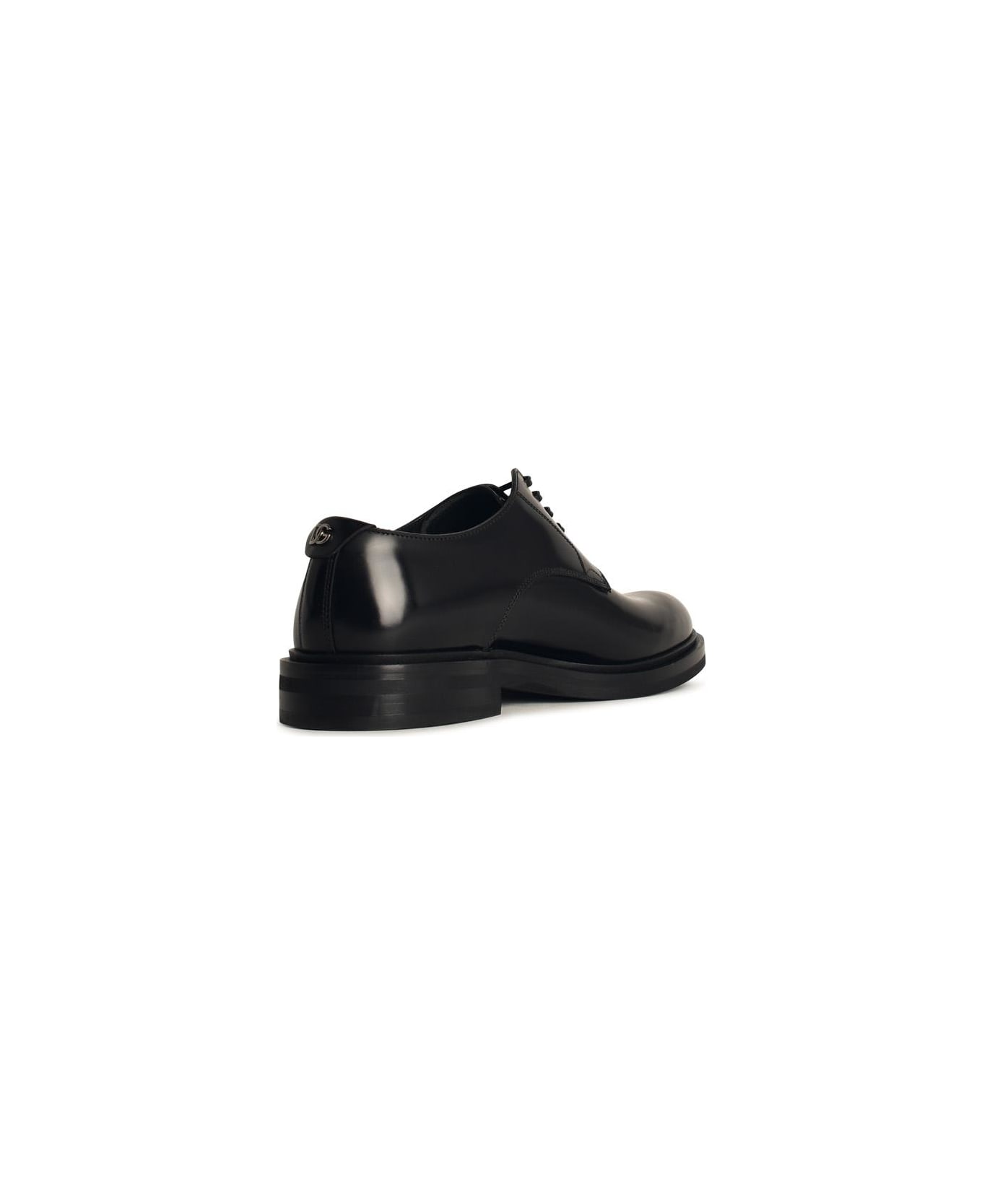 Dolce & Gabbana Scarpa 'derby' In Shiny Black Leather - Black