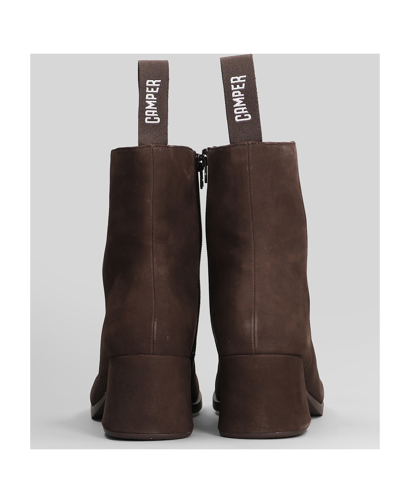 Camper Kora High Heels Ankle Boots In Brown Nubuck - brown