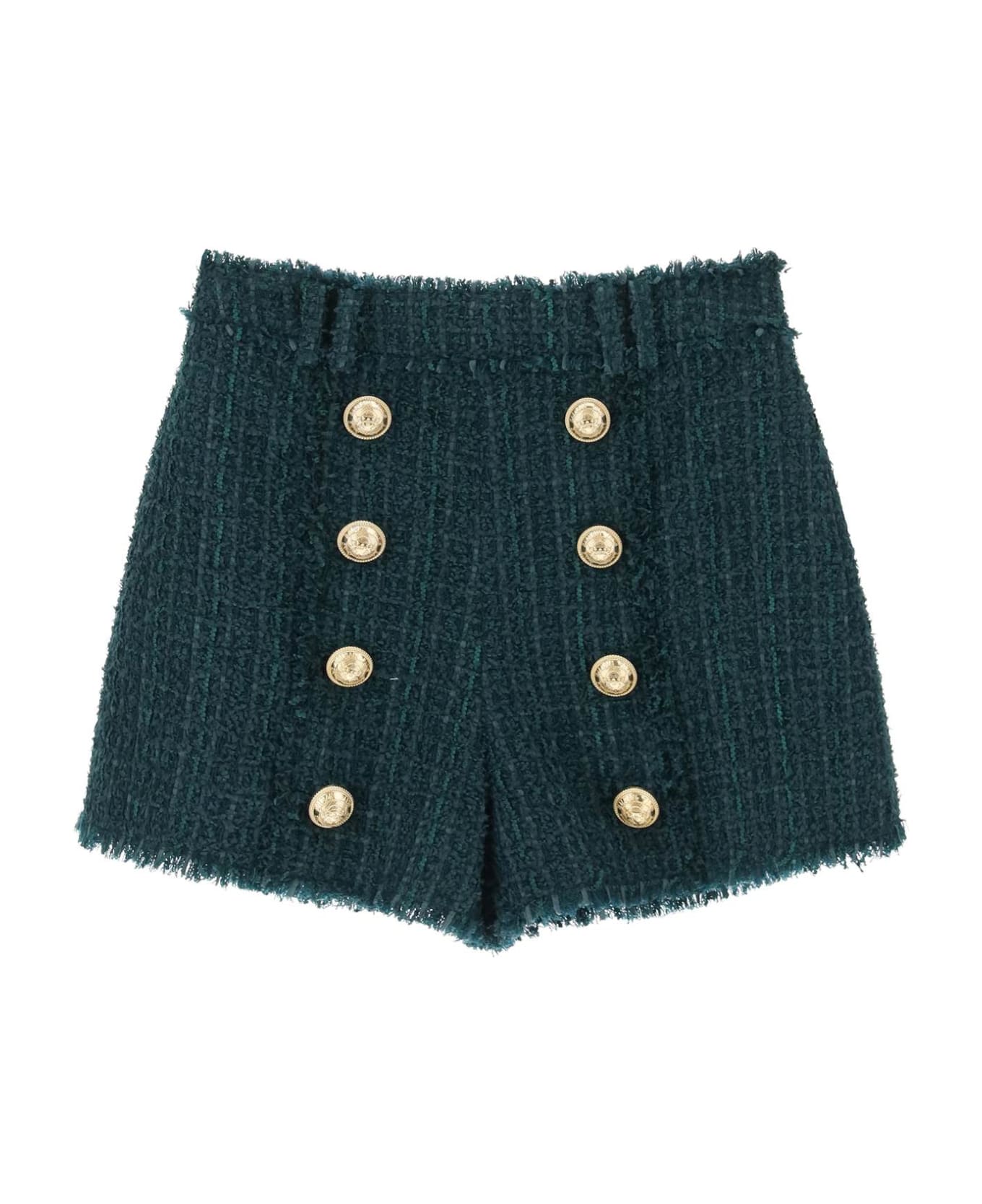 Balmain Tweed Shorts - Cx Vert Fonce