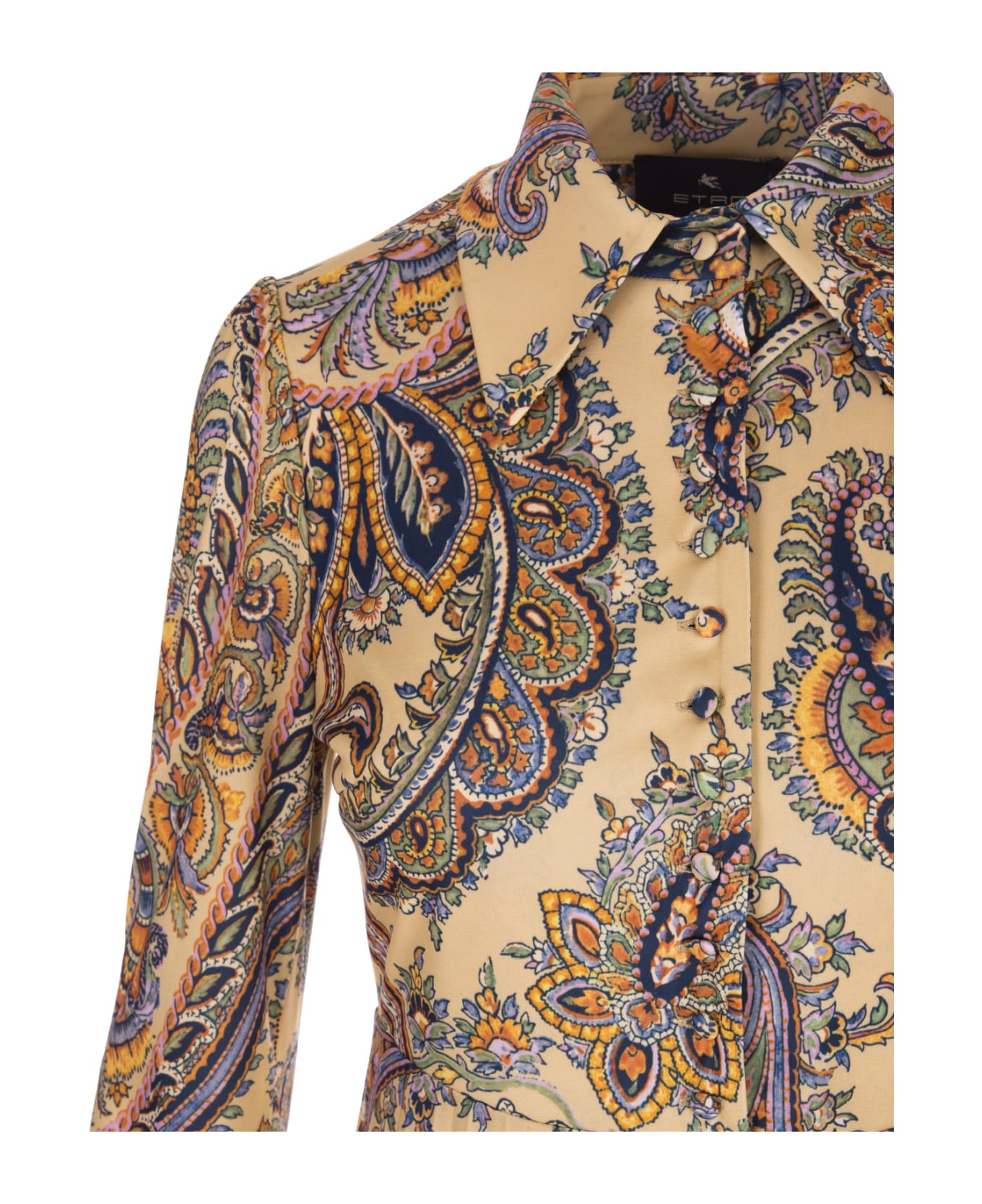 Etro Beige Midi Shirt Dress With Paisley Ramage Motifs ワンピース＆ドレス