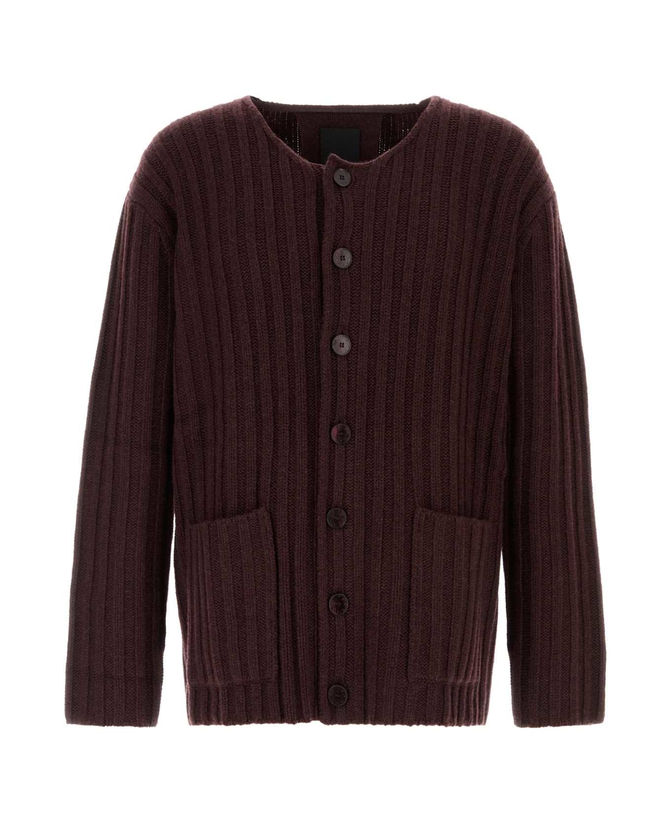 Givenchy Burgundy Cashmere Cardigan - BURGUNDY