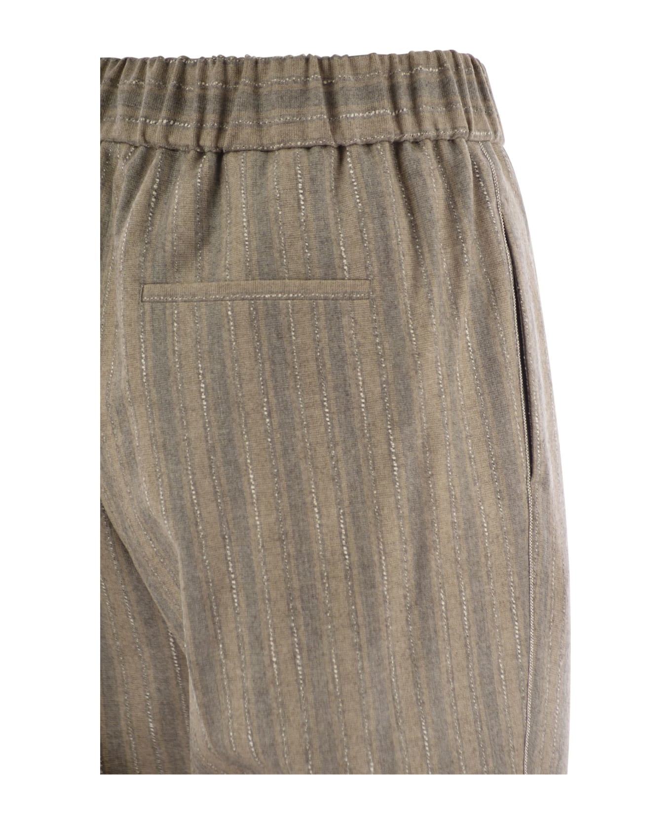 Peserico Striped Wool-blend Trousers - Beige