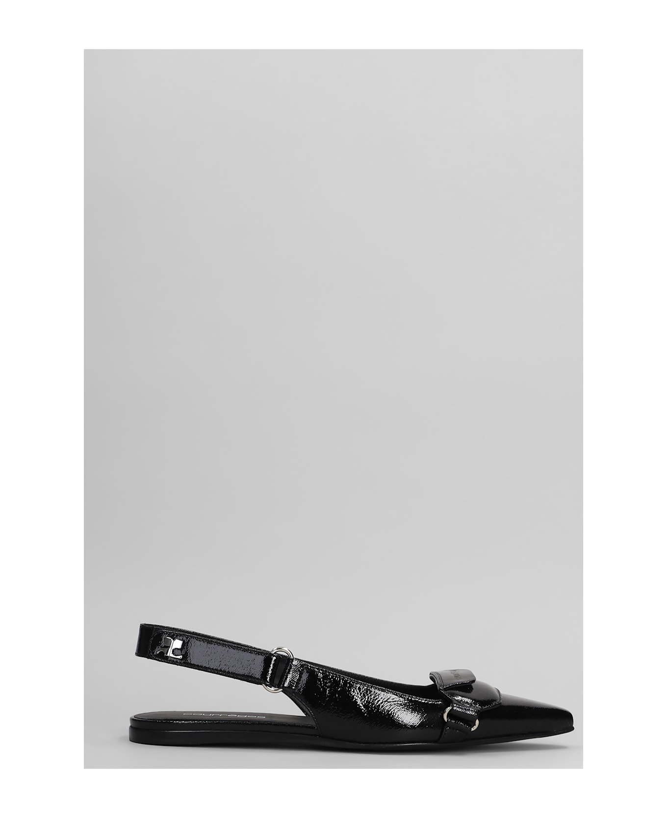 Courrèges Ballet Flats In Black Leather - Nero