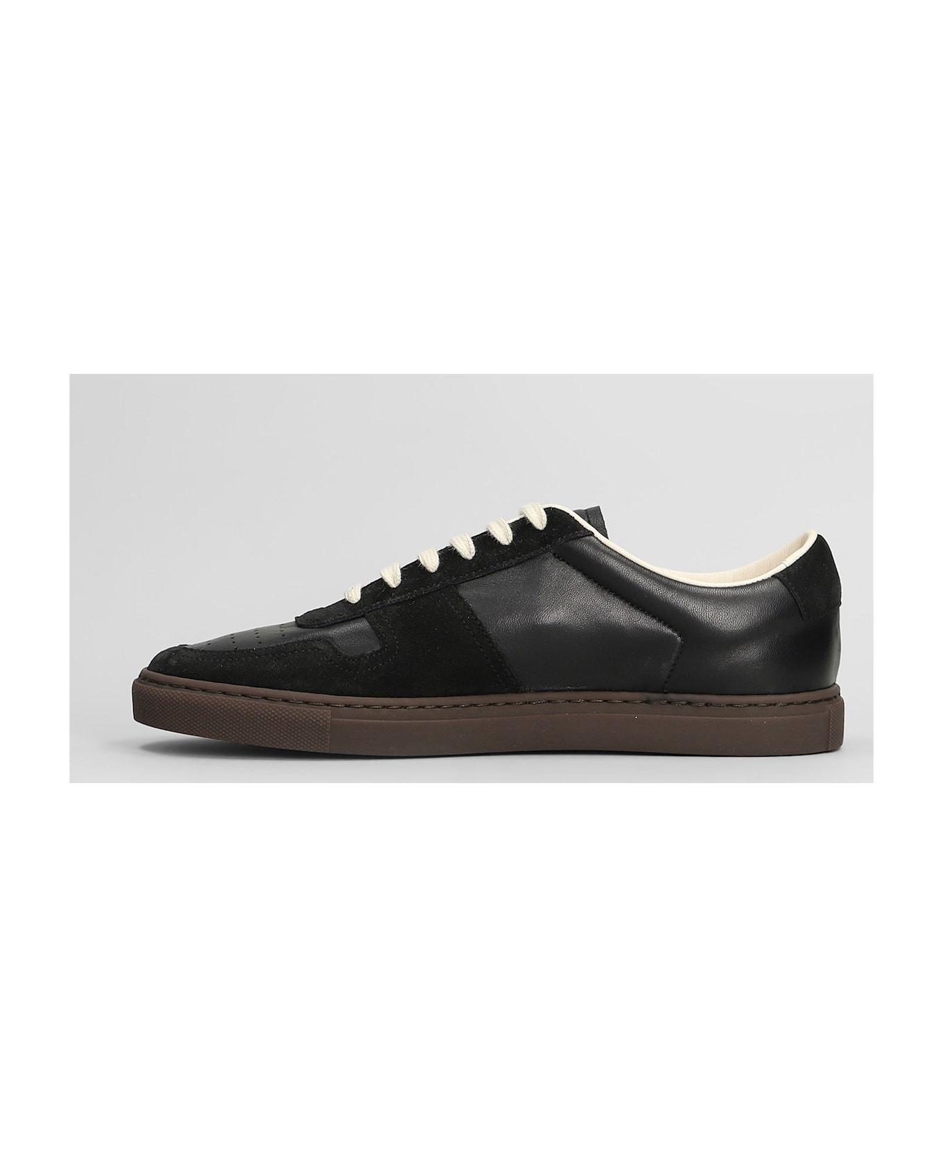 Common Projects Bball Slim Sneakers In Black Suede And Leather - black