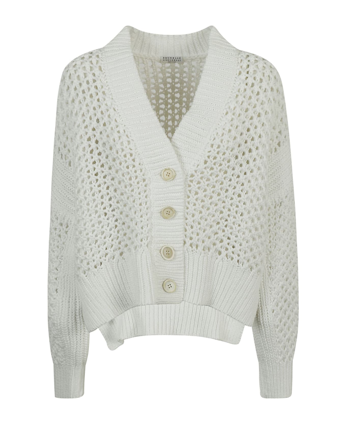 Brunello Cucinelli Crochet Knit Cardigan - White