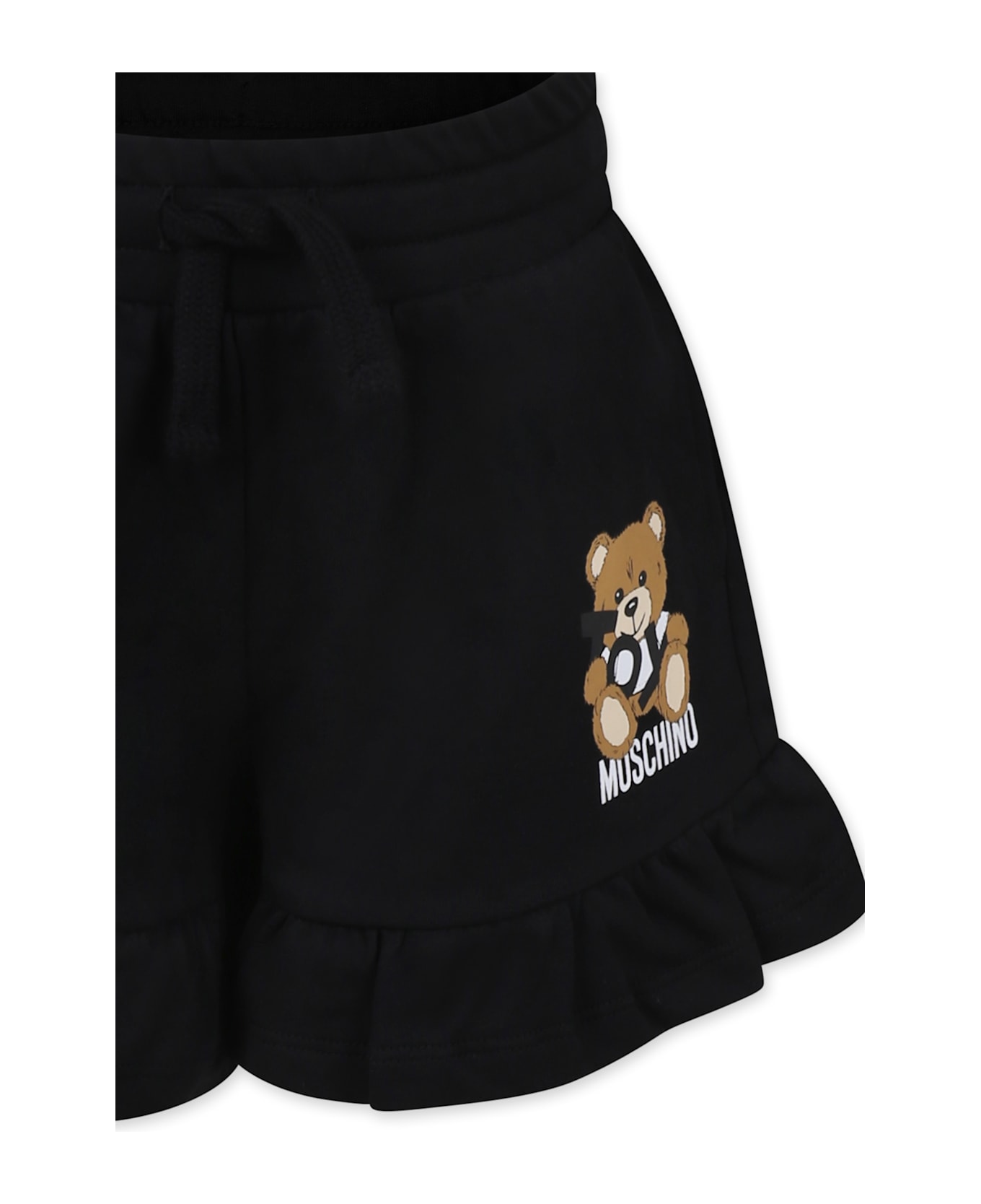Moschino Black Shorts For Girl With Teddy Bear - Black
