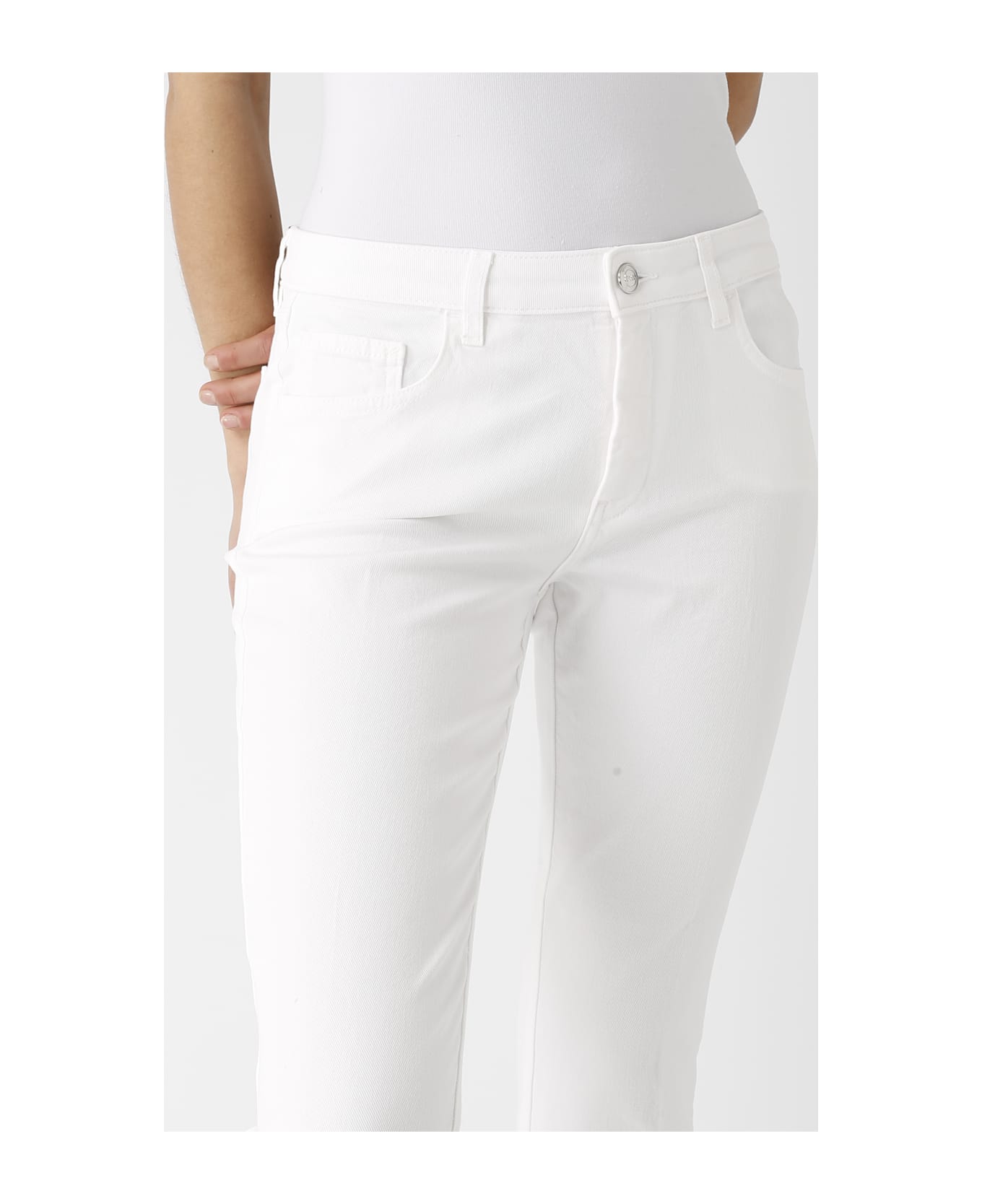 Fay Pant. Cropped F.do Frangia Jeans - BIANCO