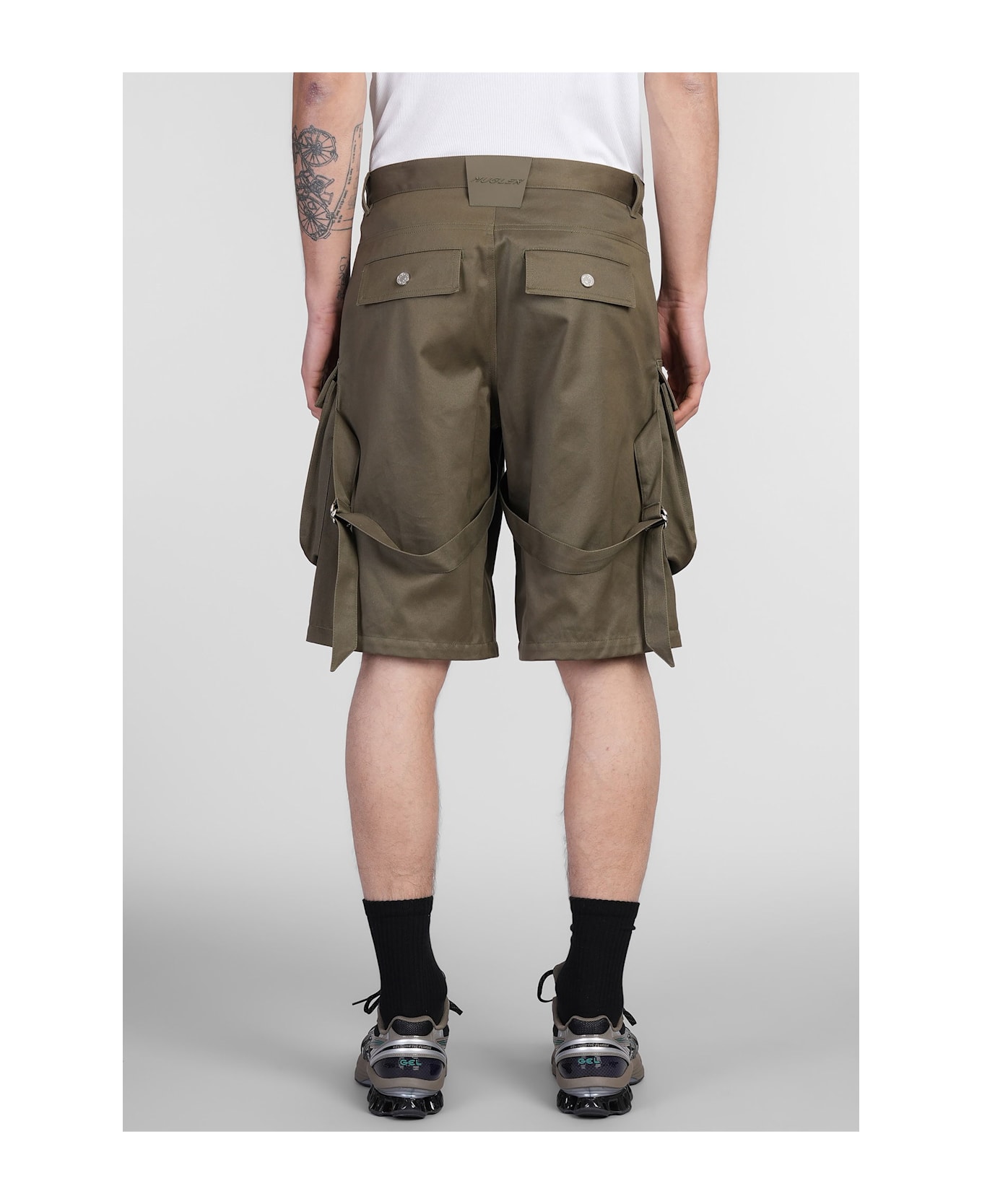 Mugler Shorts In Khaki Cotton - khaki