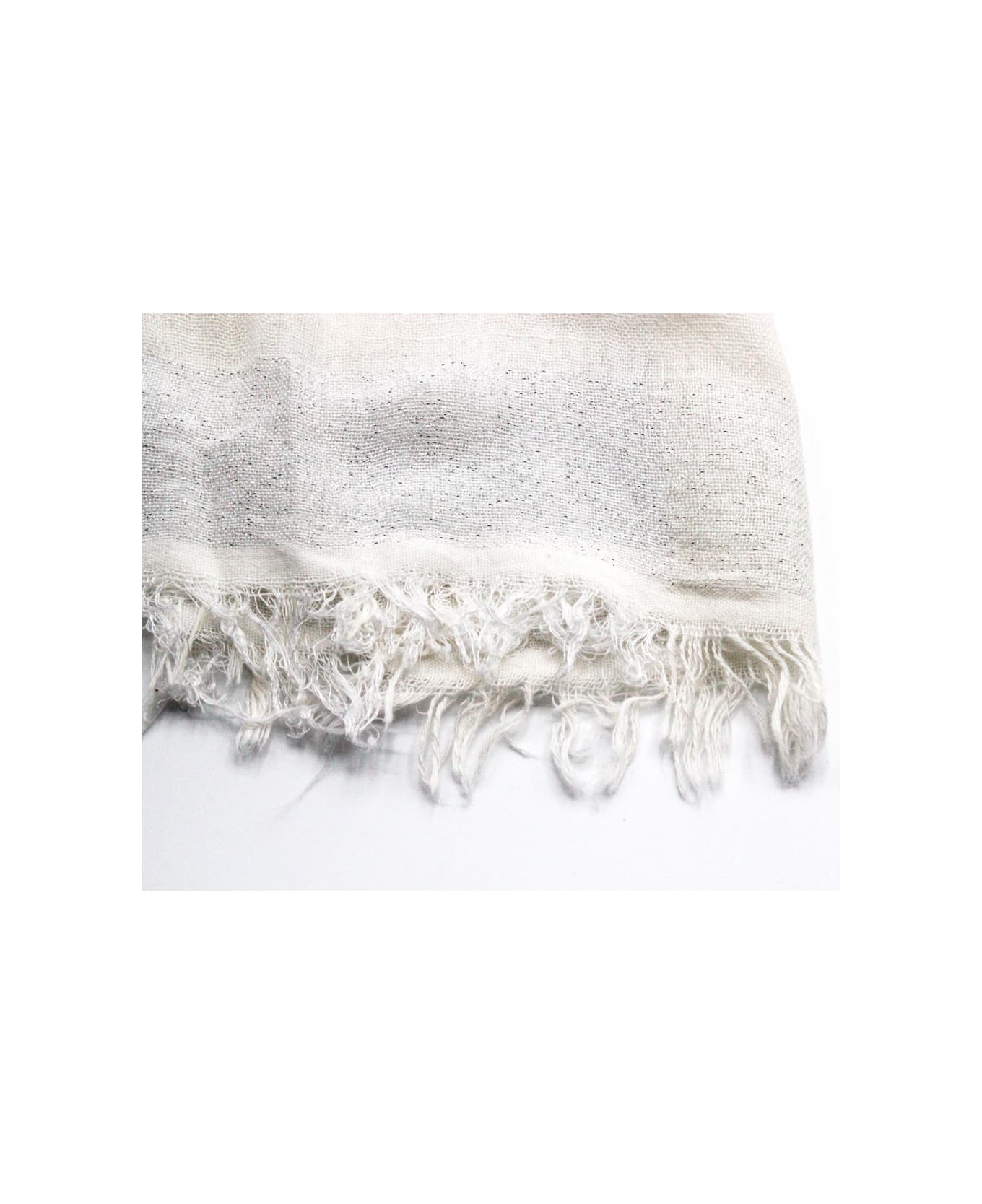 Fabiana Filippi Cotton Blend Scarf With Lurex Threads And Fringes - White