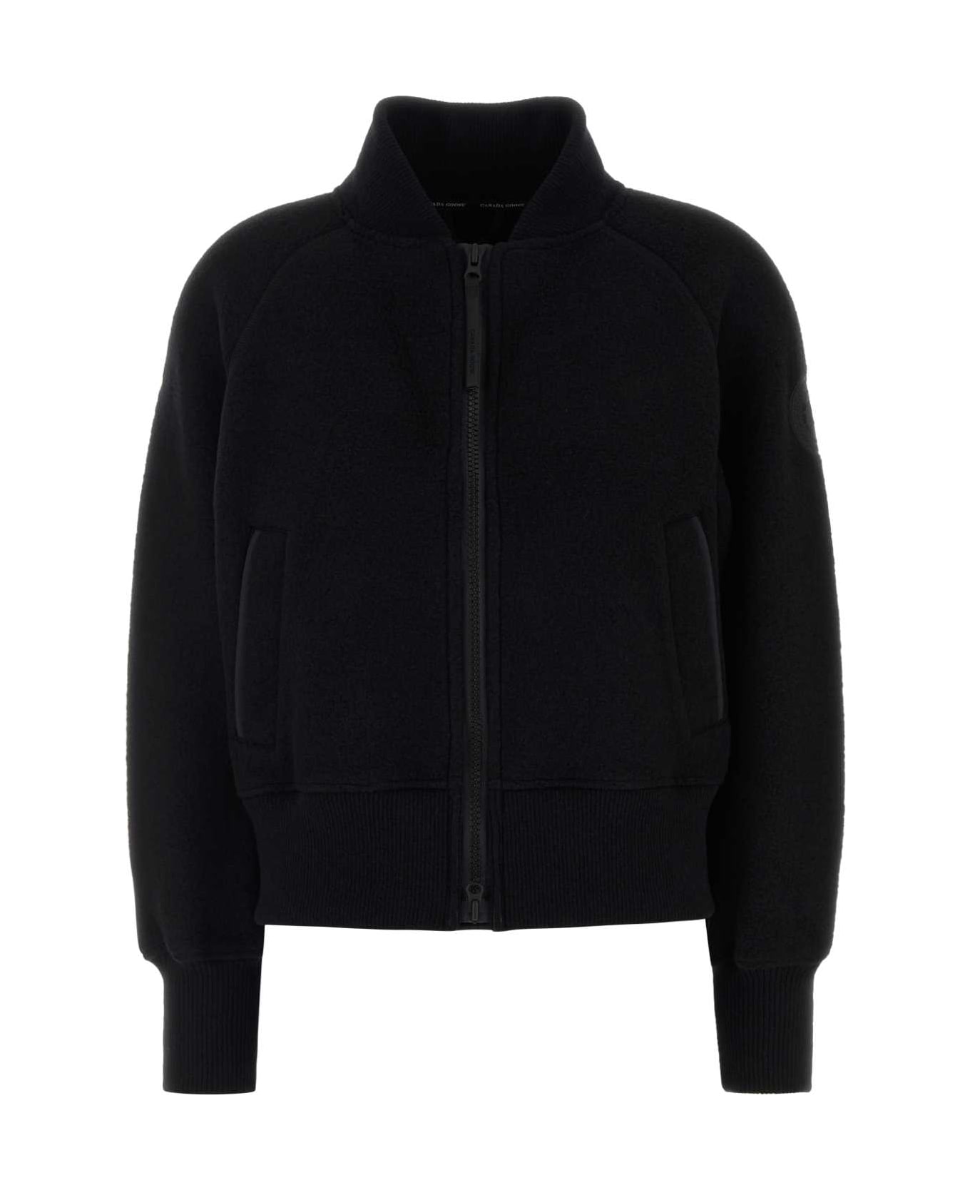 Canada Goose Black Wool Blend Sierra Fleece Bomber Jacket - Black