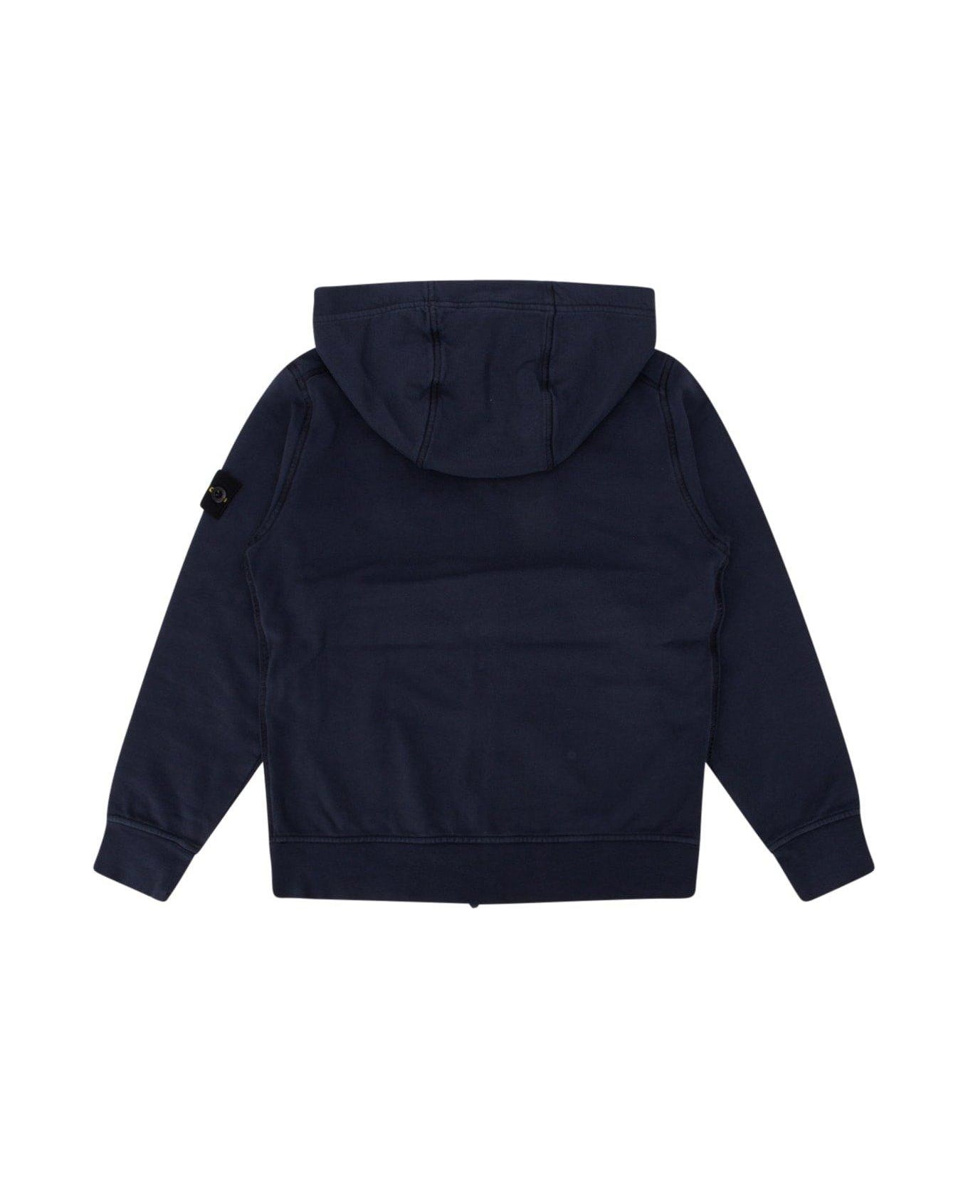 Stone Island Junior Compass-patch Zip-up Hooded Jacket - Navy blue コート＆ジャケット