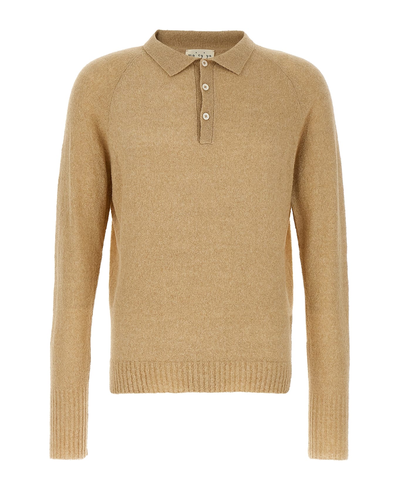 Ma
ry
ya Bouclé Cotton Polo Shirt - Beige